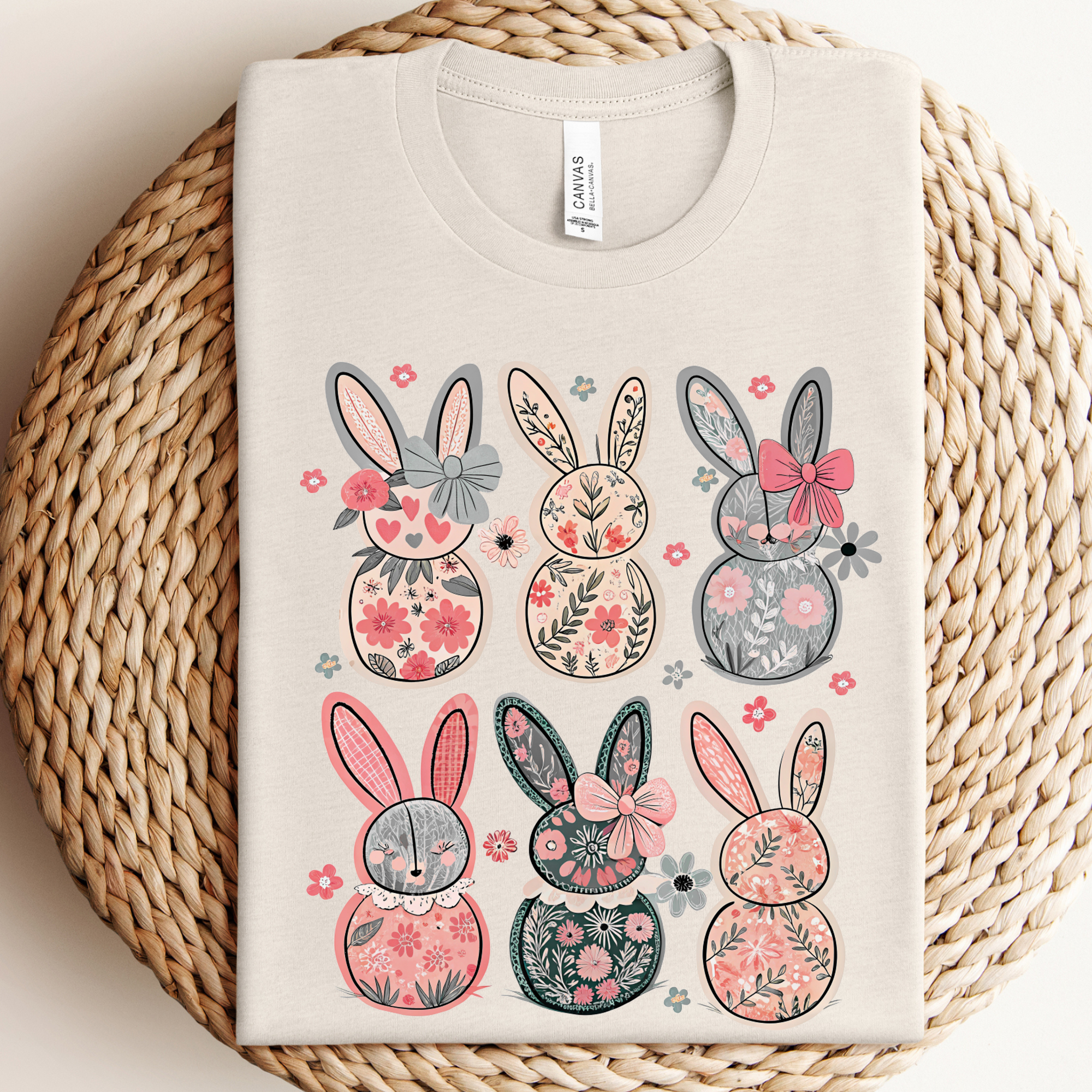 Floral Easter Bunny Graphic Tee Hoodie, Sweatshirt | PodTeesHub.com