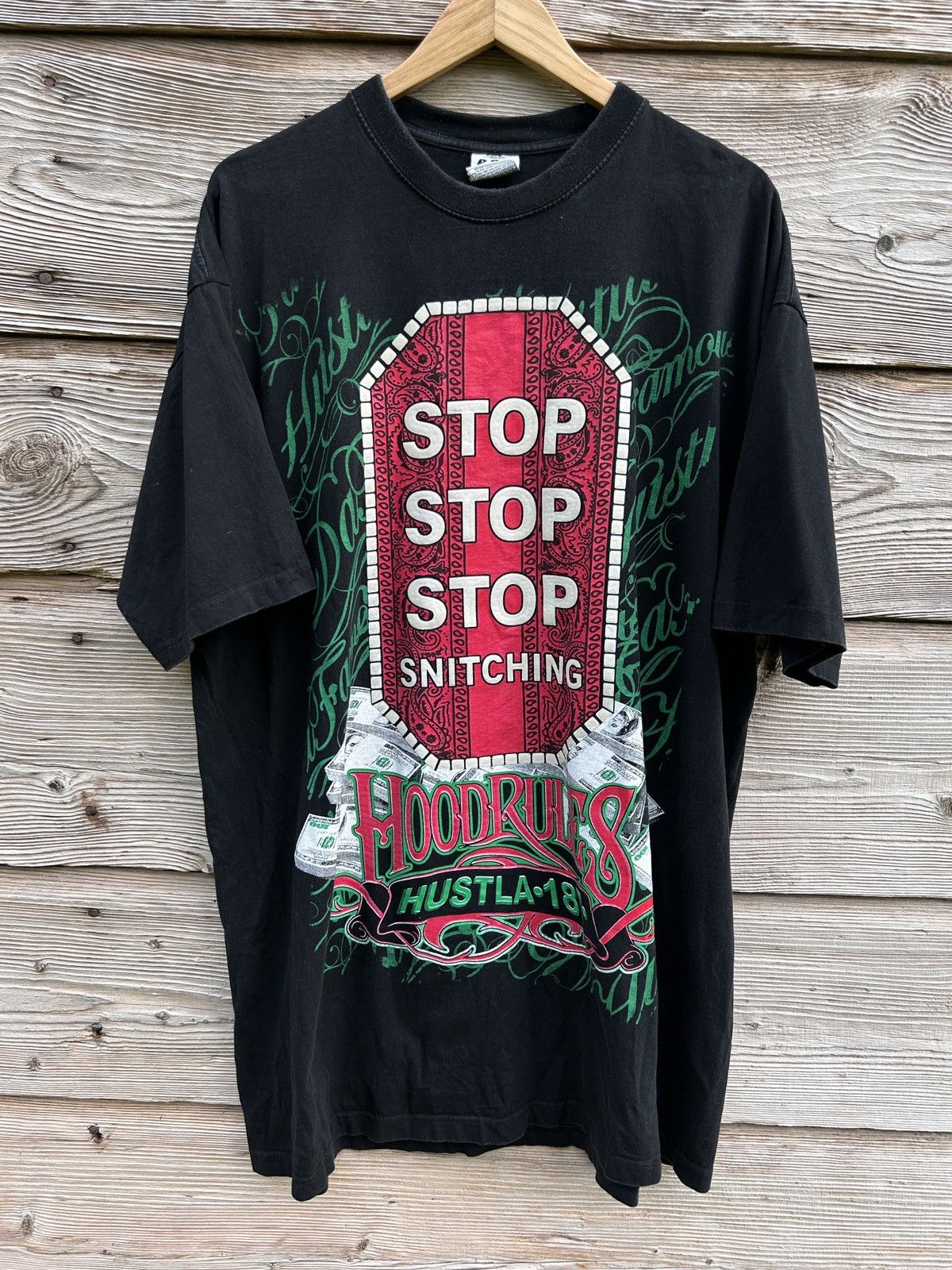 Rap Tees Vintage Stop Snitching Hoodrules Embossed Rap Tee 3xl Xxxl Hoodie, Sweatshirt | PodTeesHub.com