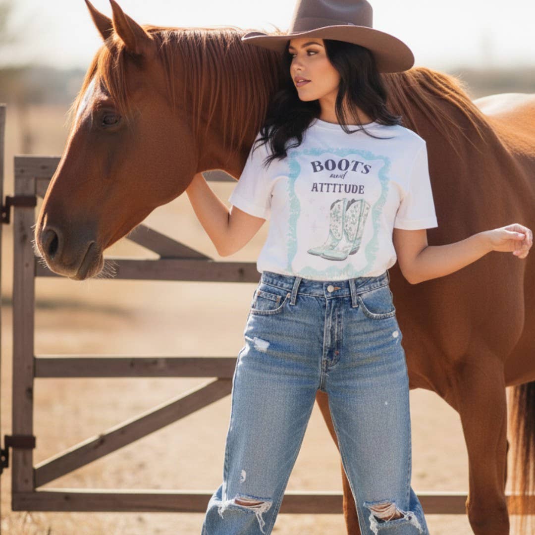 Ranch Glam Western Boots and Attitude Graphic Tee Hoodie, Sweatshirt | PodTeesHub.com