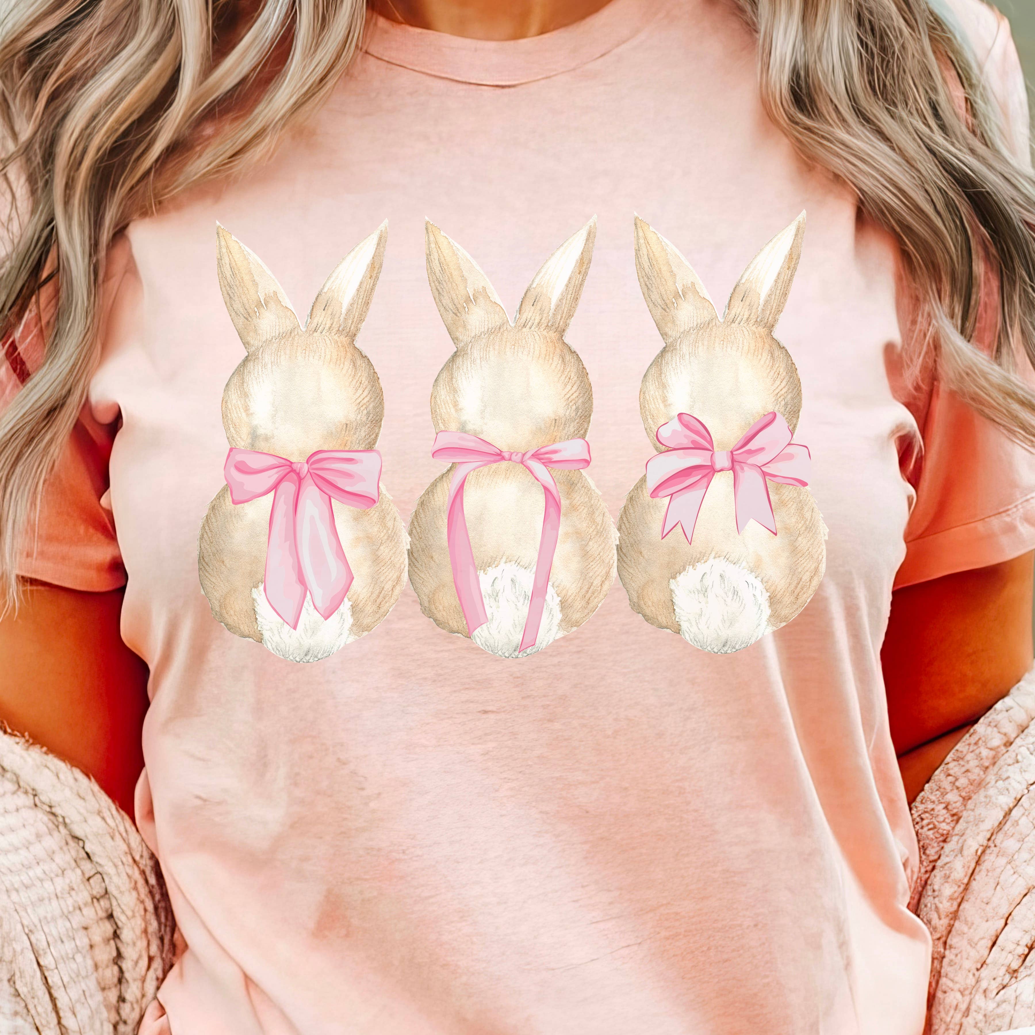 Easter Graphic Tee | Coquette Bunny Ears  | Bella Canvas Hoodie, Sweatshirt | PodTeesHub.com