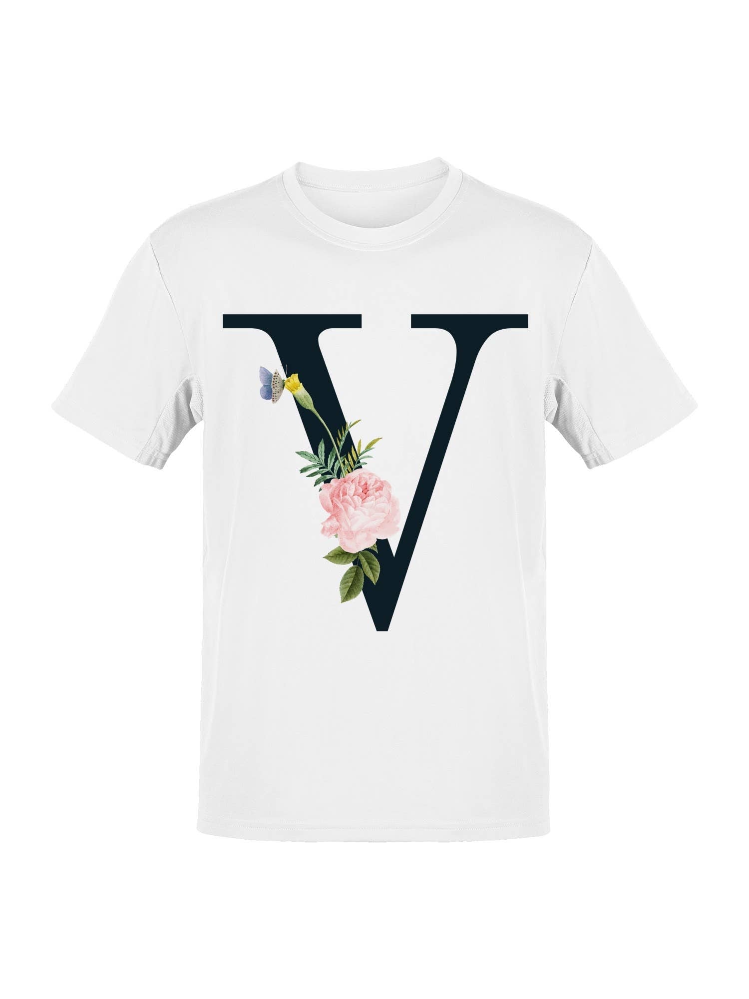 Floral Letter V Design Women's T-Shirt Hoodie, Sweatshirt | PodTeesHub.com