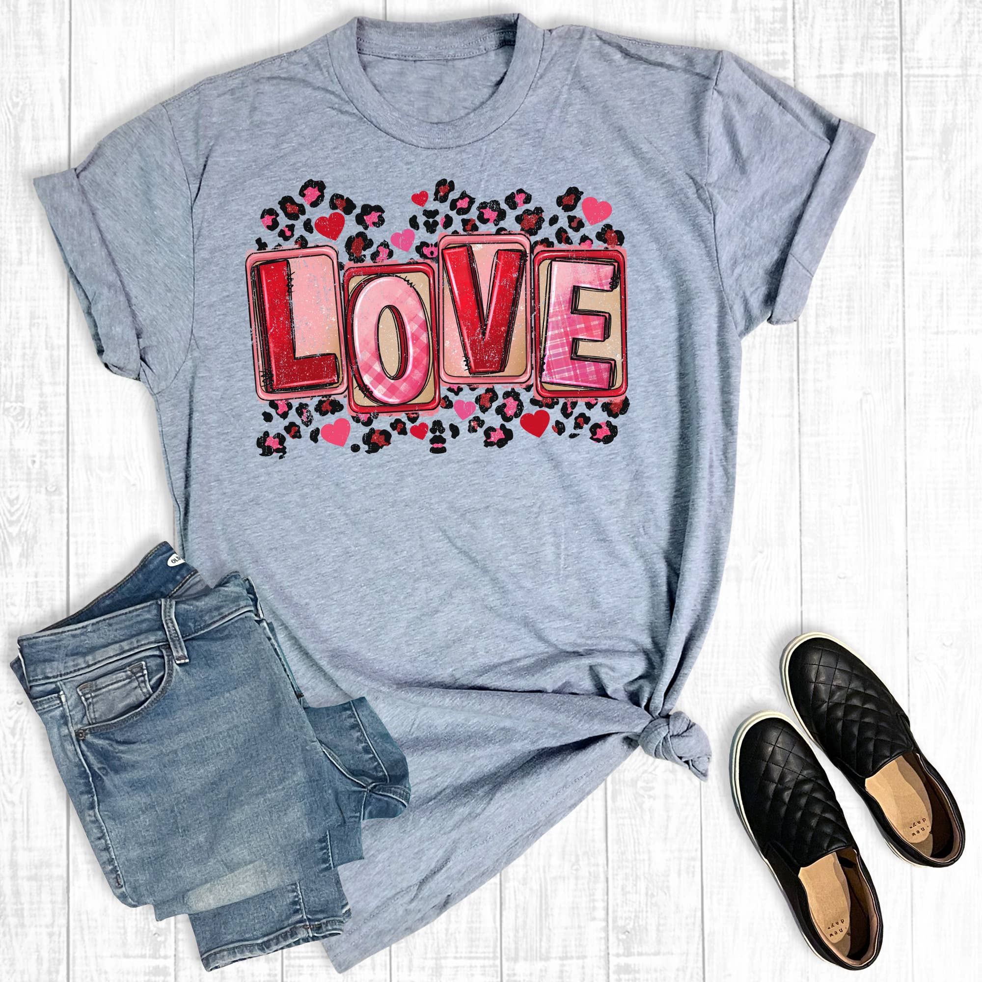 Valentine's Day Leopard Love Graphic Tee Hoodie, Sweatshirt | PodTeesHub.com