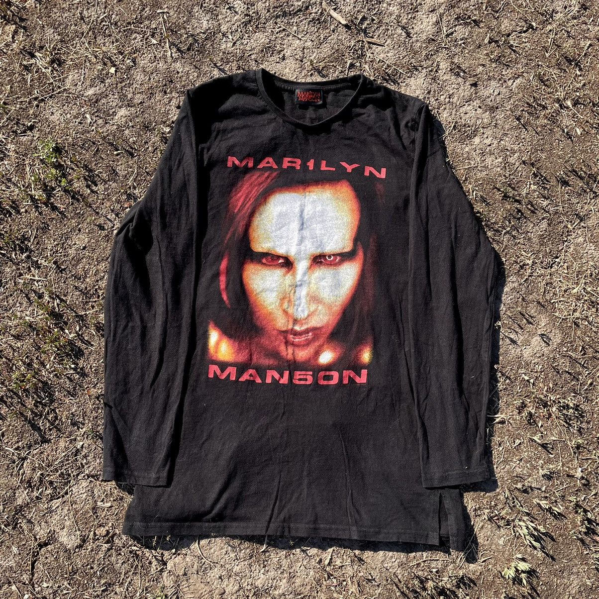 Vintage Y2k Marilyn Manson Face Print Band Tour Rock Tee Hoodie, Sweatshirt | PodTeesHub.com