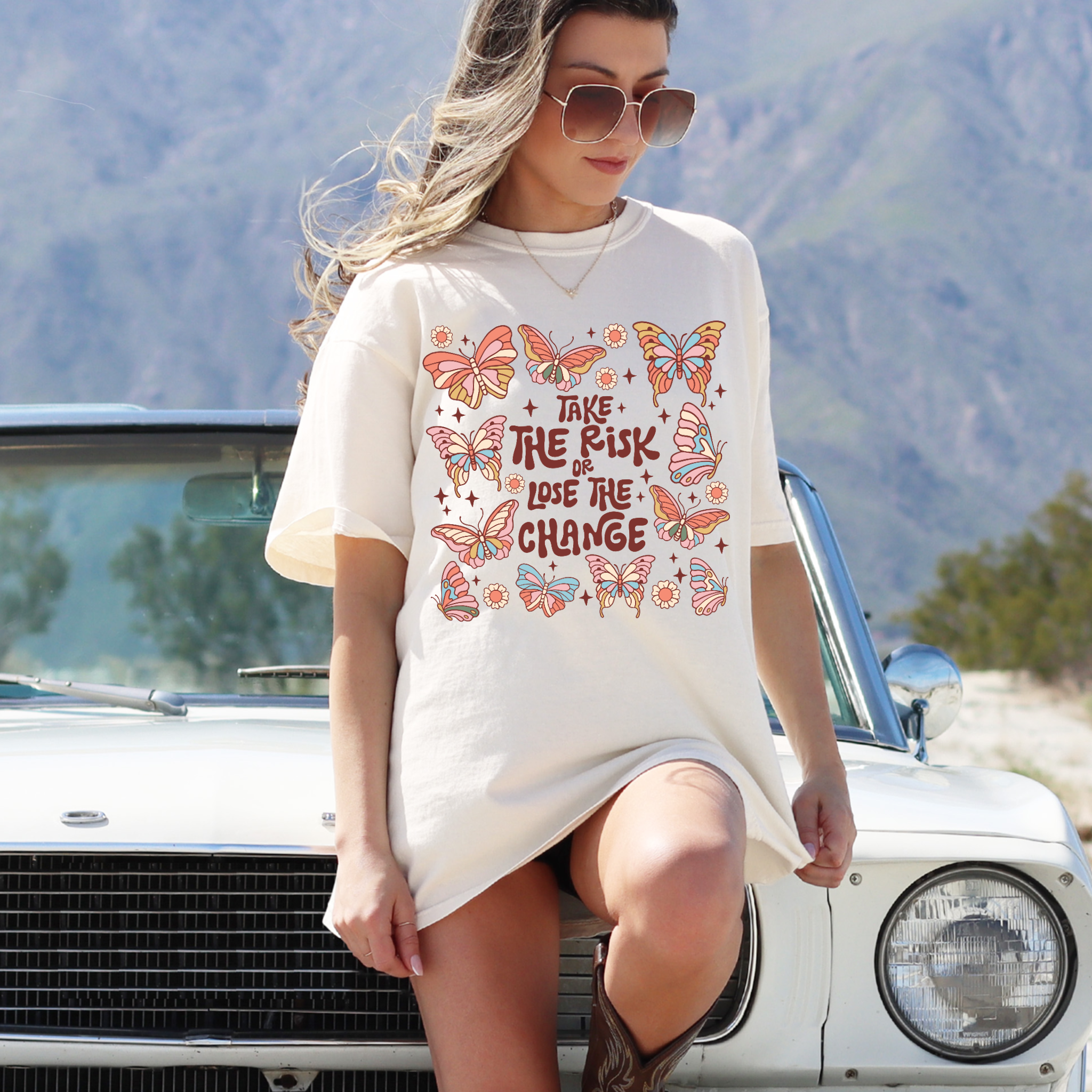 Take the Risk or Lose the Change Boho Retro Graphic Tee Hoodie, Sweatshirt | PodTeesHub.com