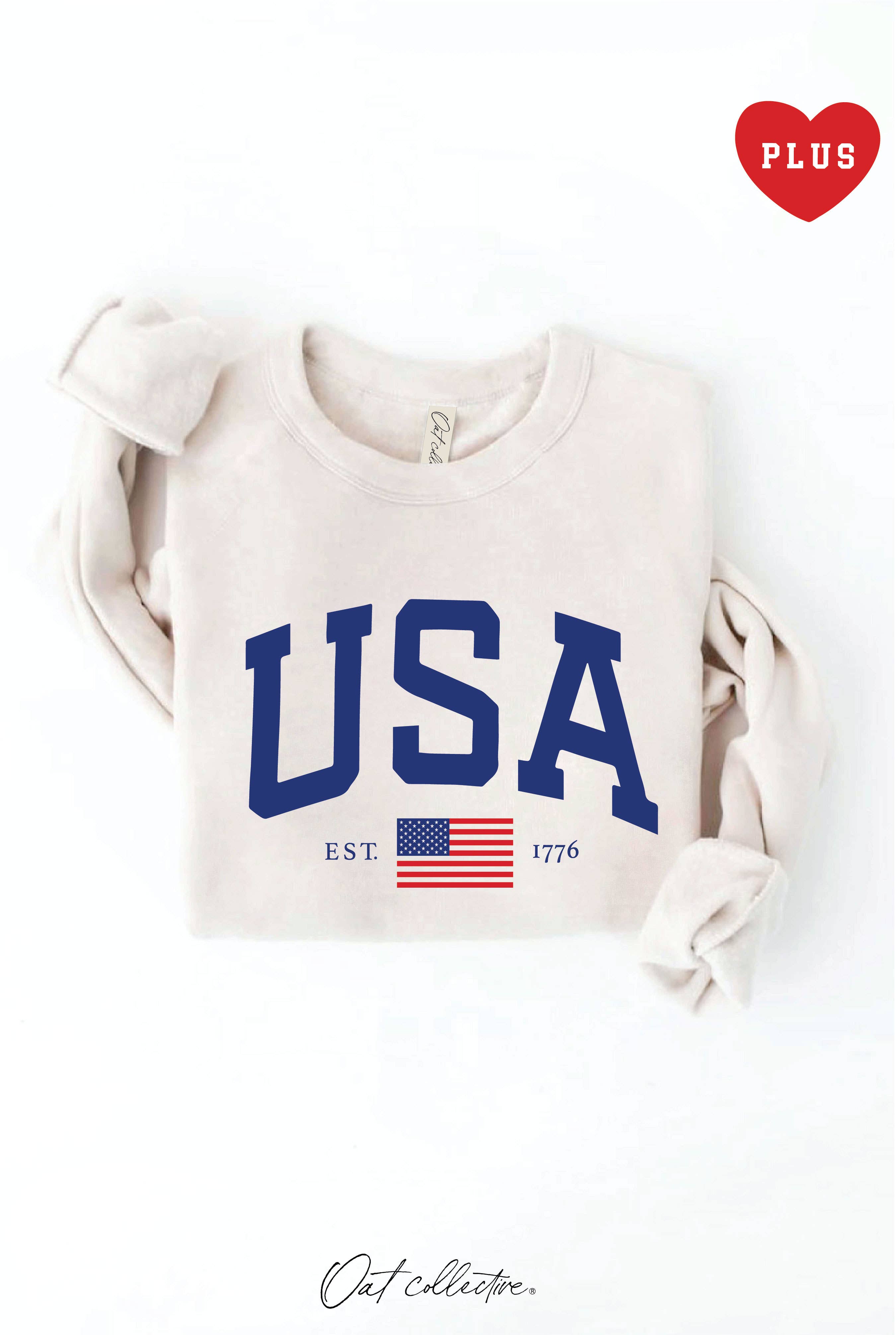 USA Est.1776 Plus Graphic Sweatshirt T-Shirts, Hoodie | PodTeesHub.com