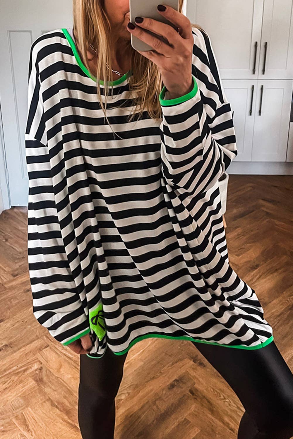 Contrast Trim Oversized Long Sleeve T Shirt (S-Xl) Hoodie, Sweatshirt | PodTeesHub.com