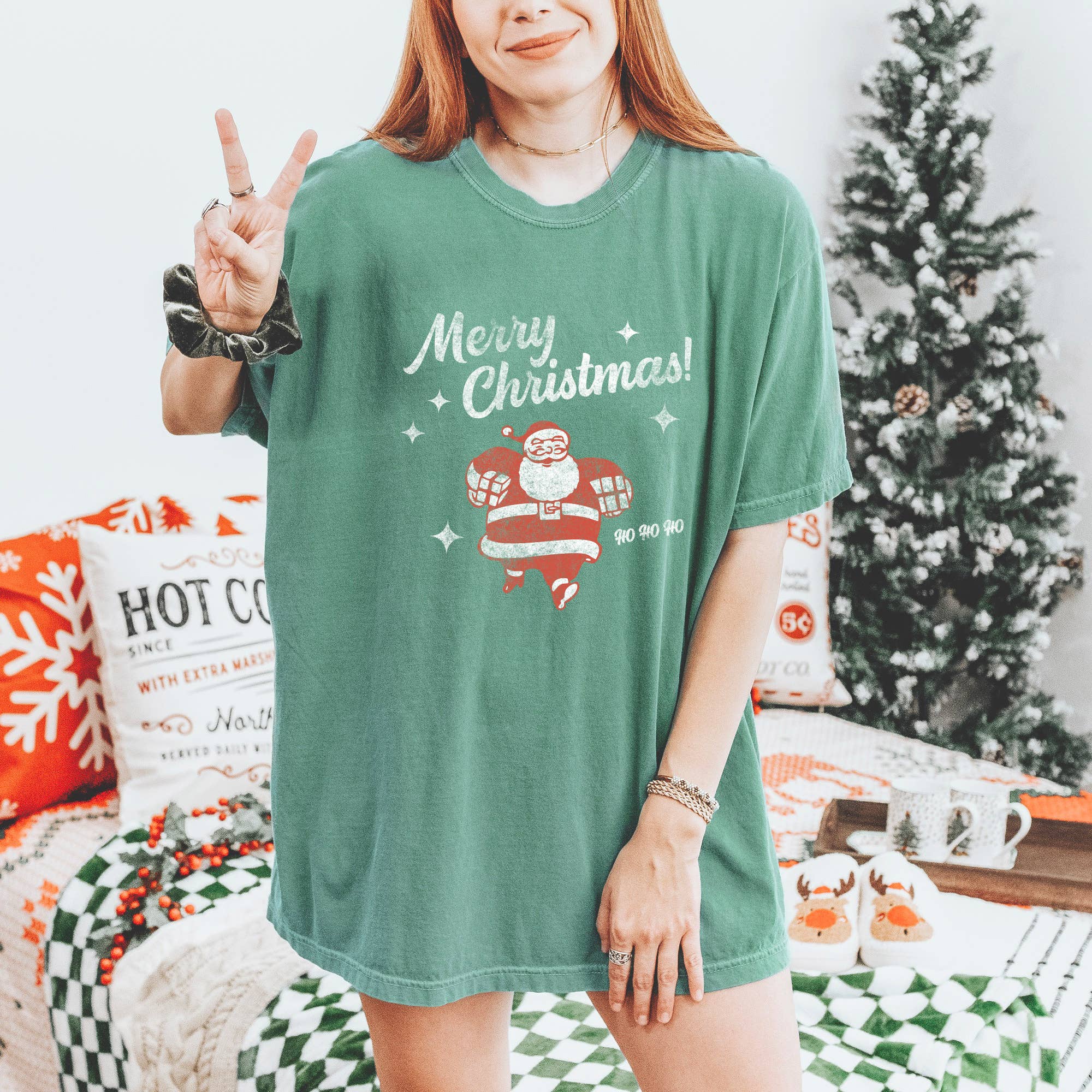 Retro Santa Merry Christmas Comfort Colors T-Shirt Hoodie, Sweatshirt | PodTeesHub.com