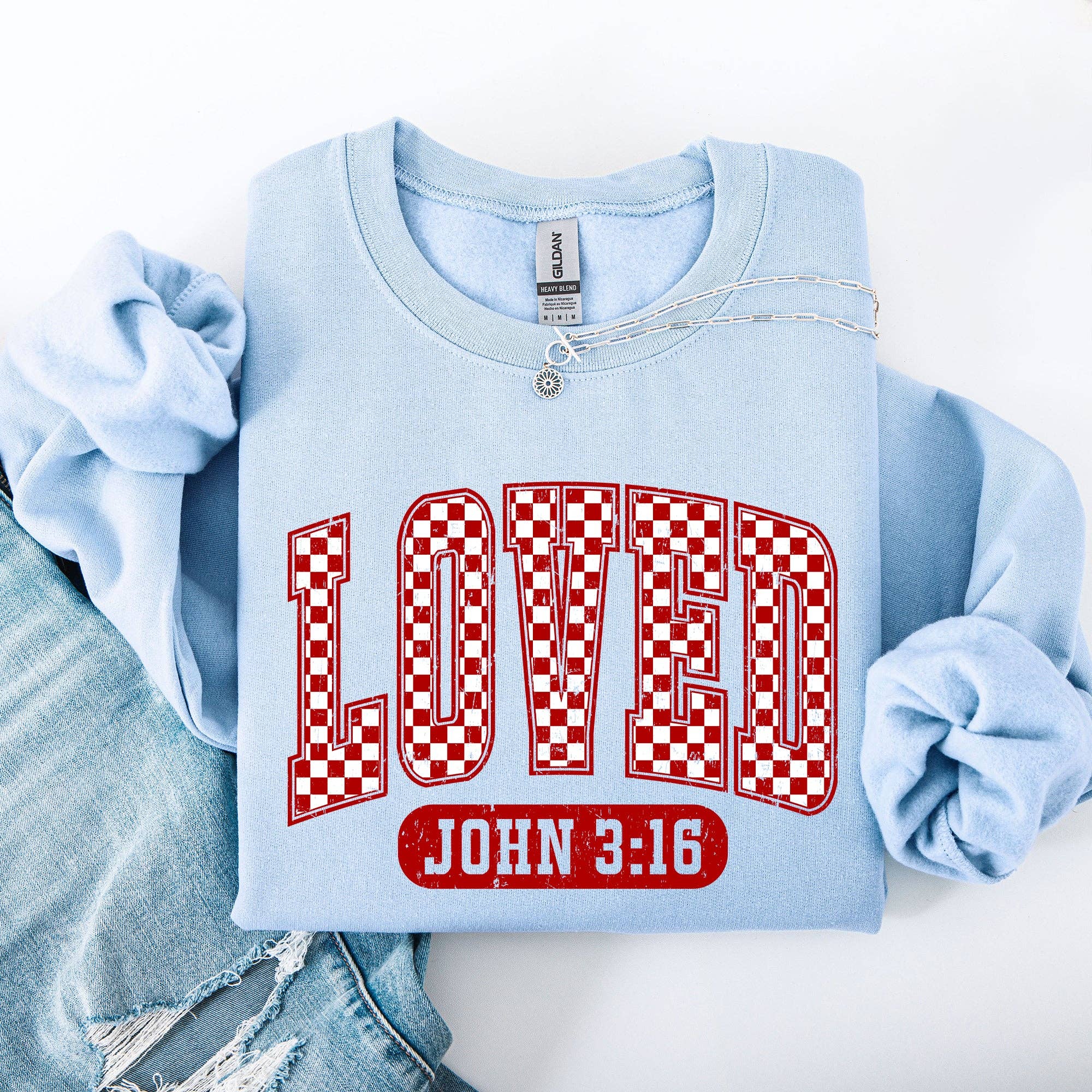 Loved, John 3 16, Checkered, Valentine's Day, Sweatshirt T-Shirts, Hoodie | PodTeesHub.com