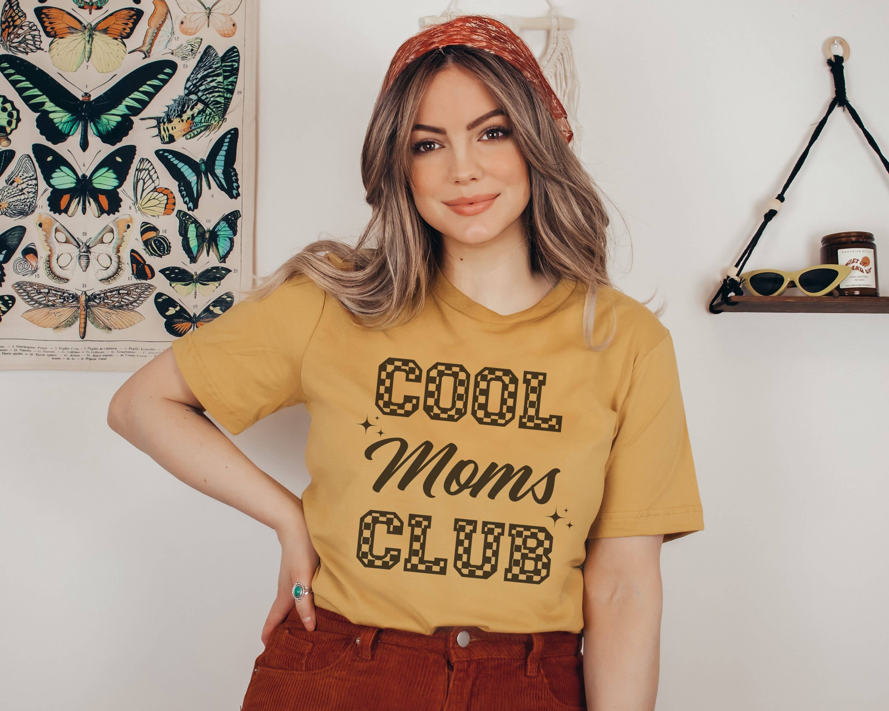 Cool Moms Club Checker Graphic Tee | Mama Tee Hoodie, Sweatshirt | PodTeesHub.com