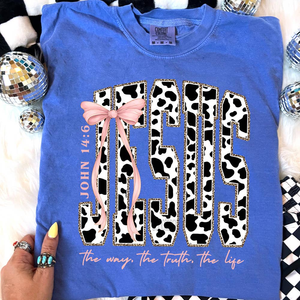 Jesus Cow Print Bow Tee Hoodie, Sweatshirt | PodTeesHub.com