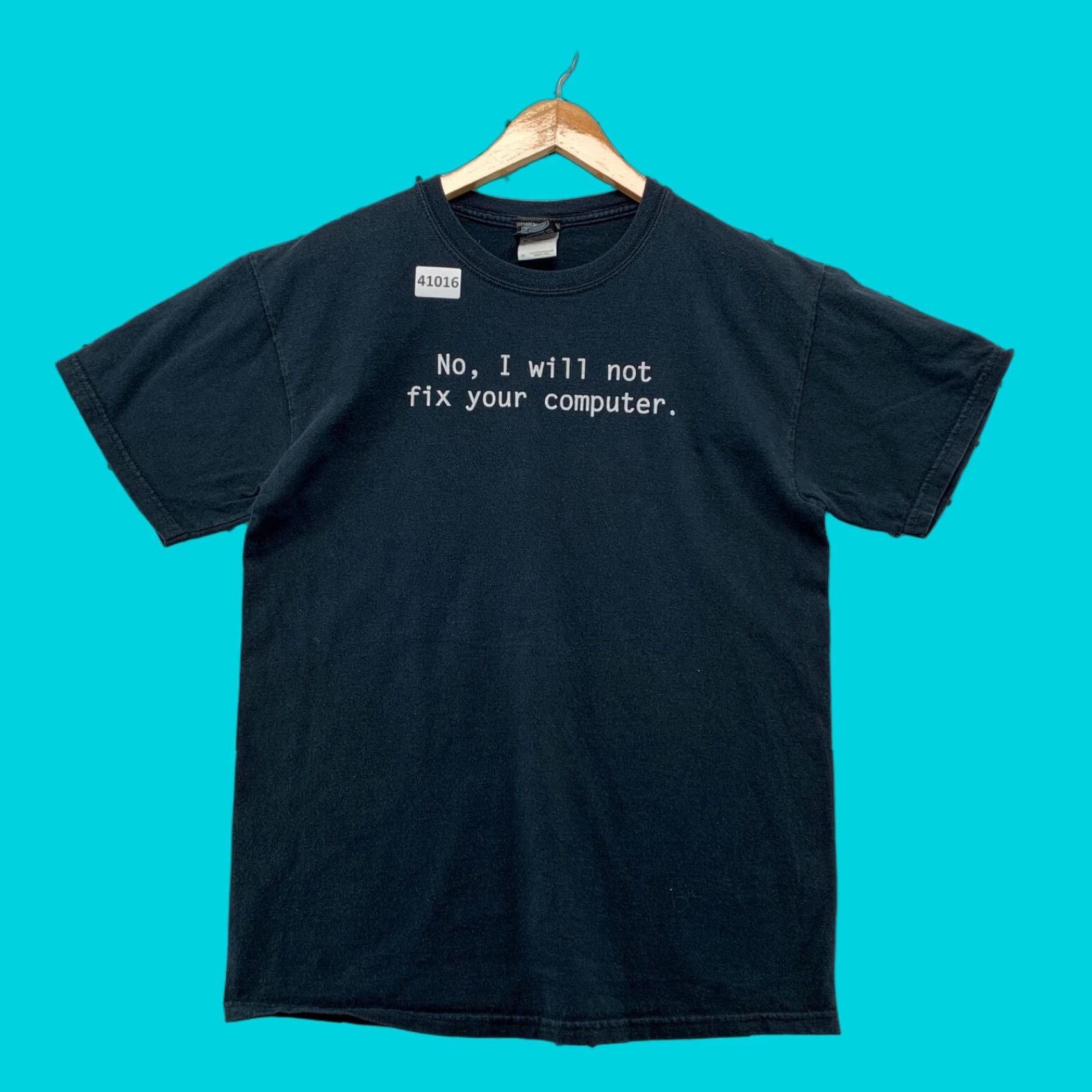 Vintage Vtg Think Gear Mens T Shirt M Black I Will Not Fix Computer Funny Shirt Hoodie, Sweatshirt | PodTeesHub.com