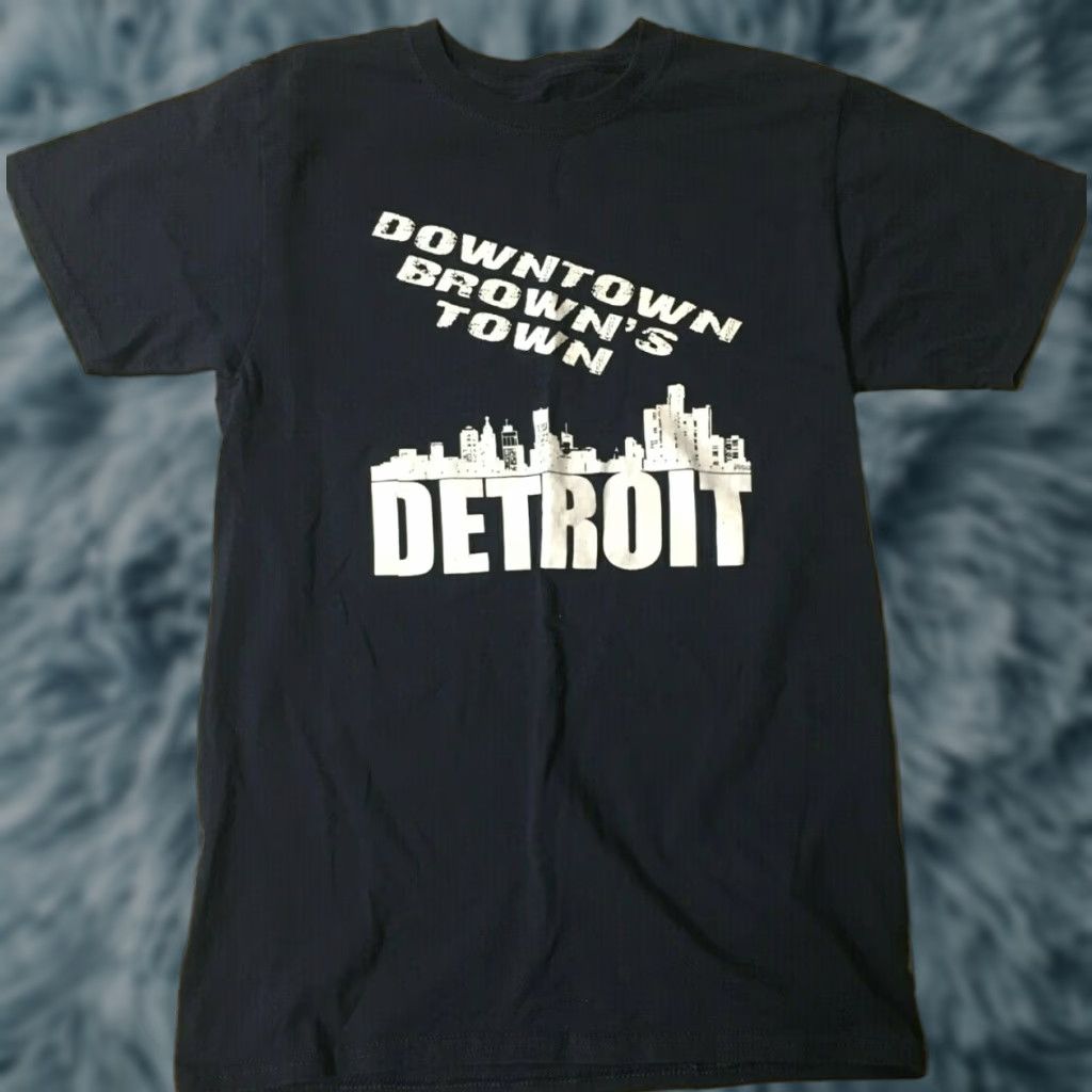 Vintage Downtown Brown S Town Detroit T Shirt Small Men Blue Graphic Tee Punk Funk Metal Rock Band 6 Hoodie, Sweatshirt