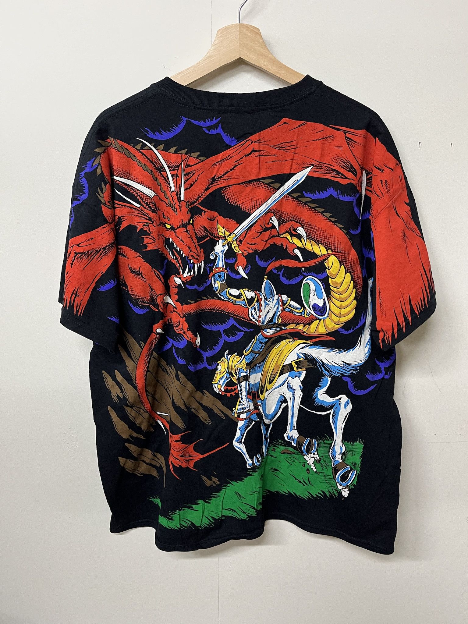 Vintage Liquid Blue Dragon Knight Repro Aop Back Print Tee Size Xl Hoodie, Sweatshirt | PodTeesHub.com