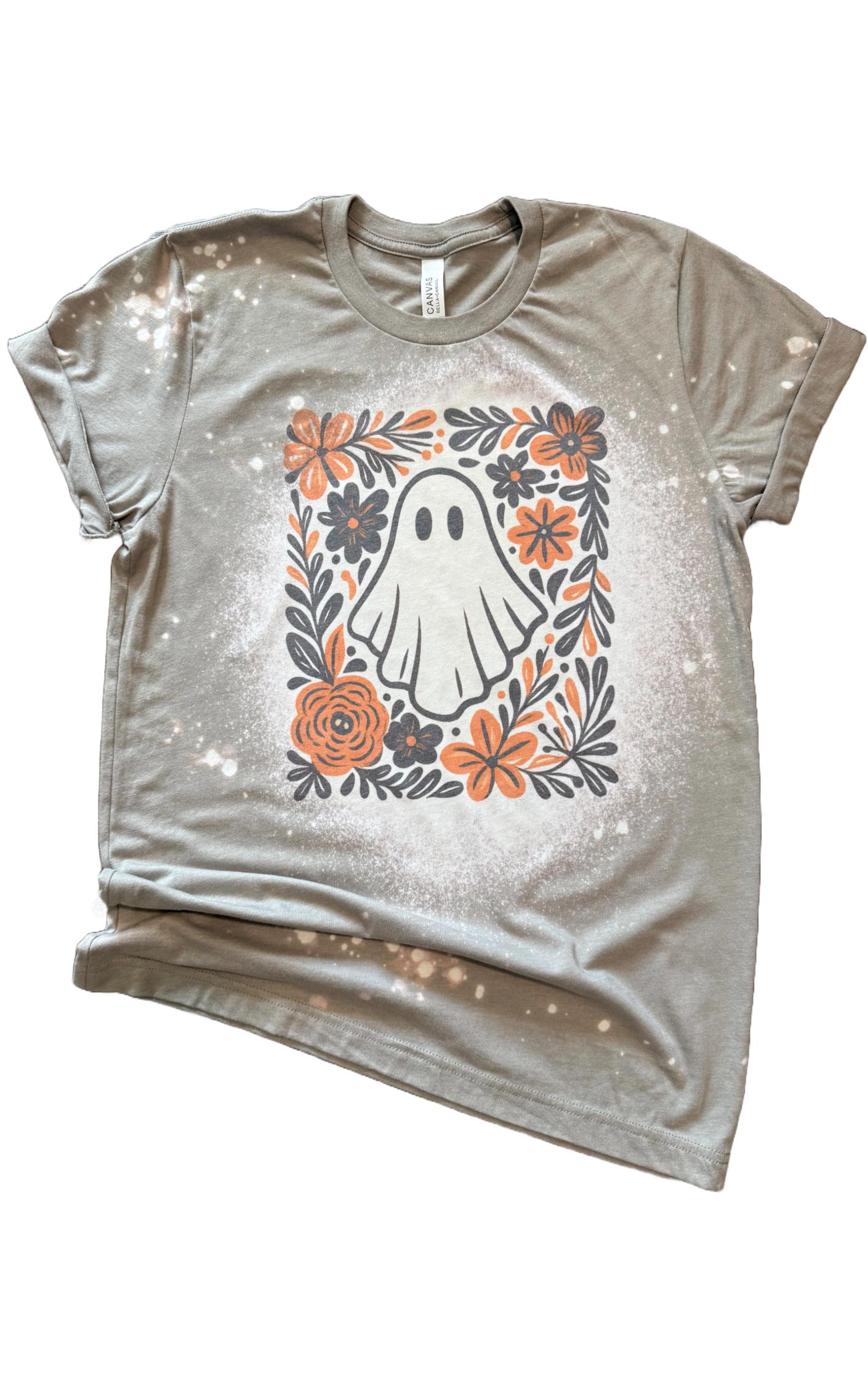 Boo-Tiful Blooms – Bleached Ghost Floral Halloween Tee Hoodie, Sweatshirt | PodTeesHub.com