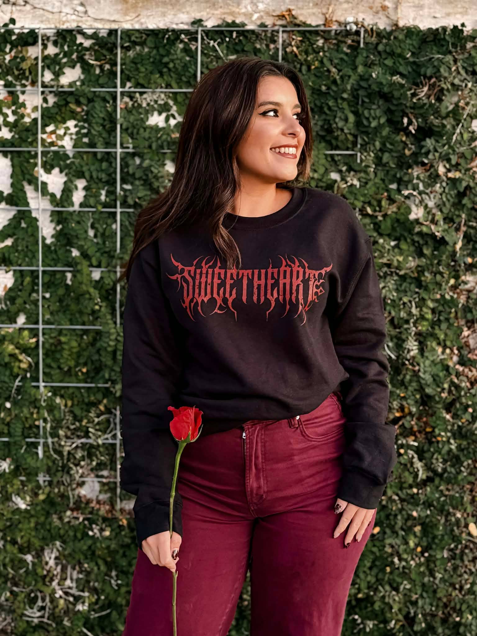 Sweetheart Crewneck Sweatshirt, Valentine's Day Metal Tee Hoodie | PodTeesHub.com