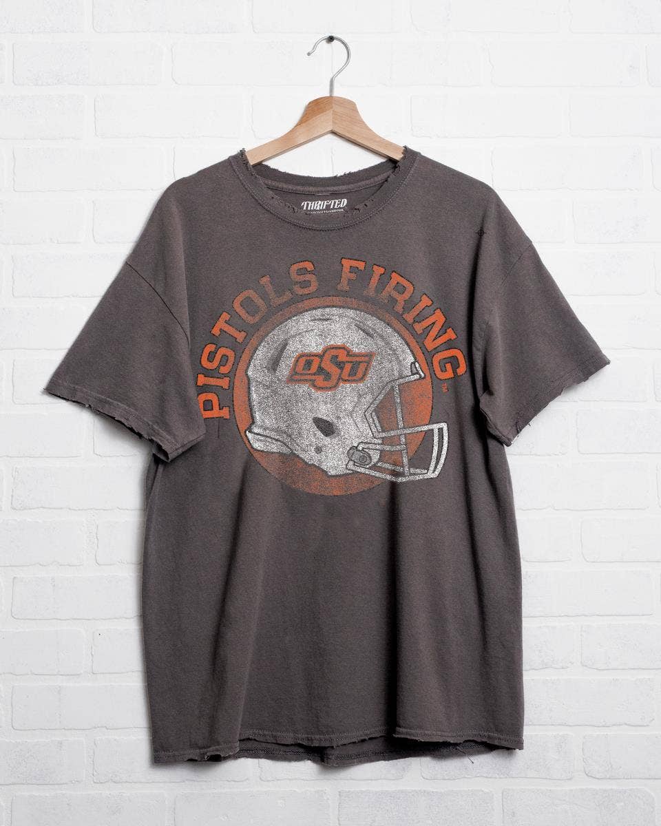Osu Cowboys Helmet Circle Off Black Thrifted Tee Hoodie, Sweatshirt | PodTeesHub.com