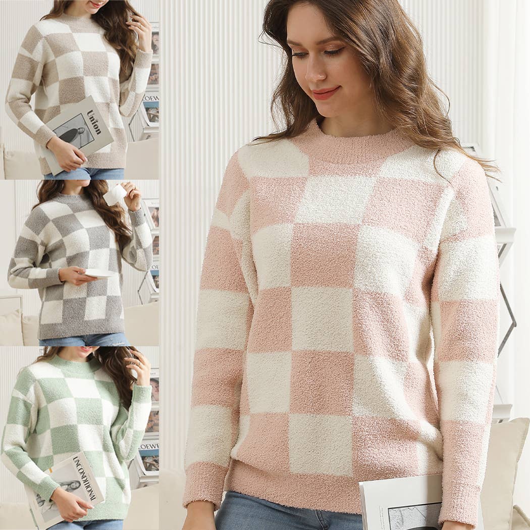 Stylish Checkered Pattern Warm Sweater T-Shirts, Hoodie, Sweatshirt | PodTeesHub.com