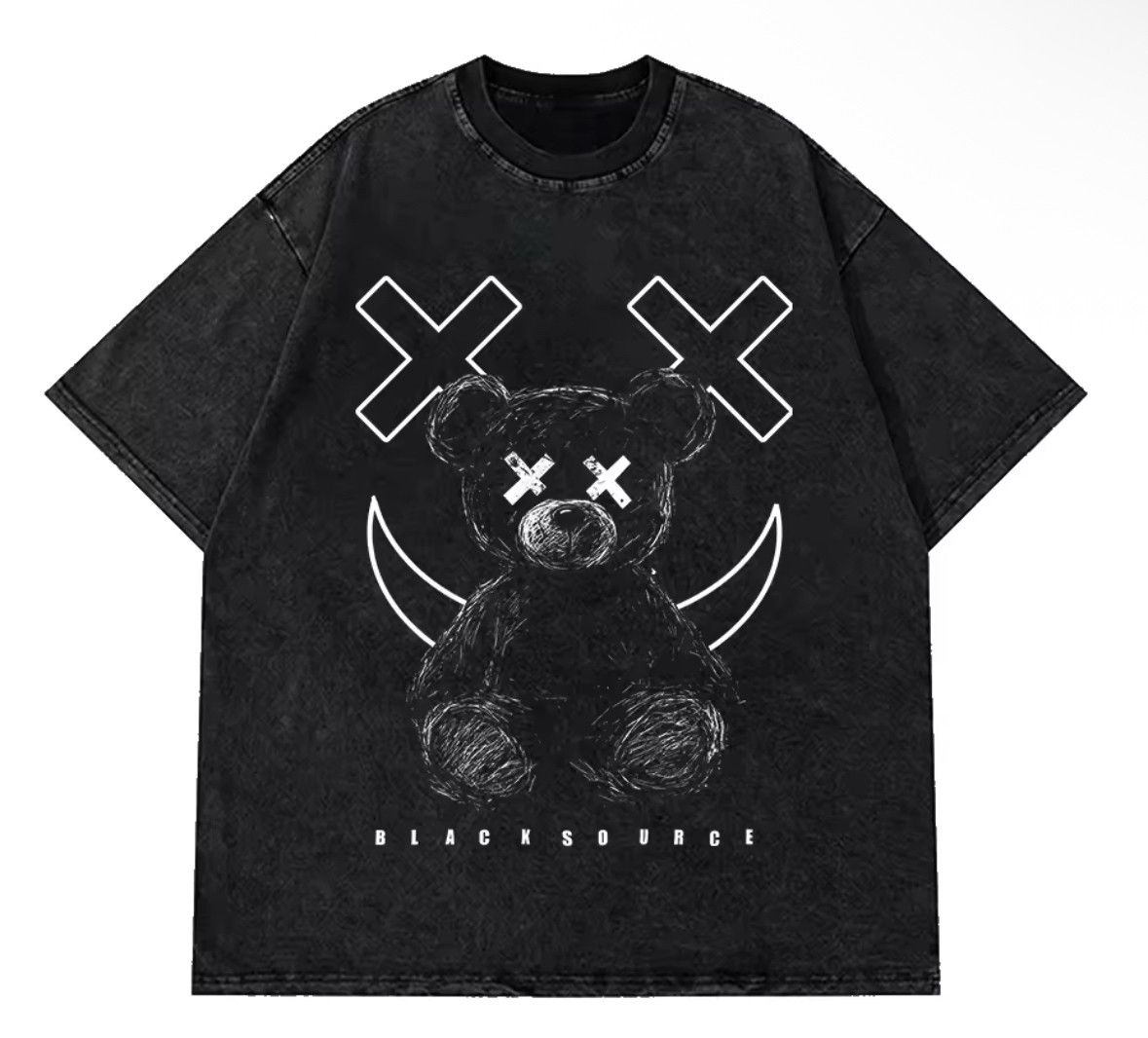 Teddy Bear Print Washed T Shirt Hoodie, Sweatshirt | PodTeesHub.com