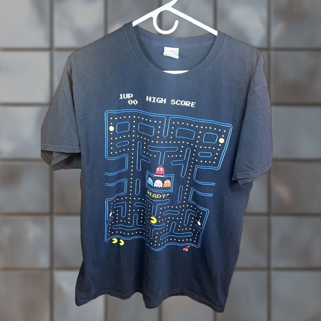 Fruit Of The Loom Vintage Fruit Of The Loom Pac Man T Shirt Black Large Men Retro Video Game Graphic Hoodie, Sweatshirt