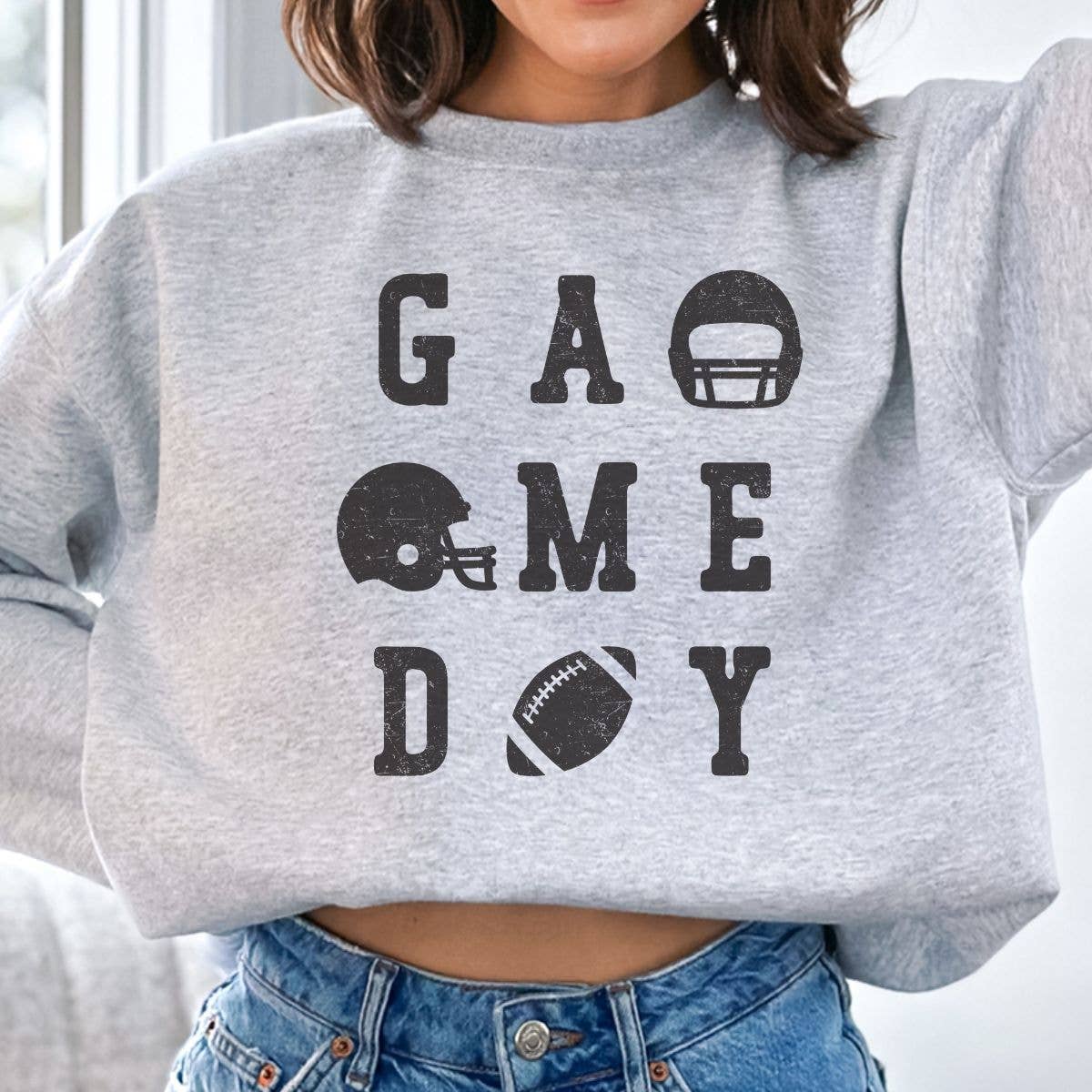 Game Day Distressed Football Sweatshirt T-Shirts, Hoodie | PodTeesHub.com
