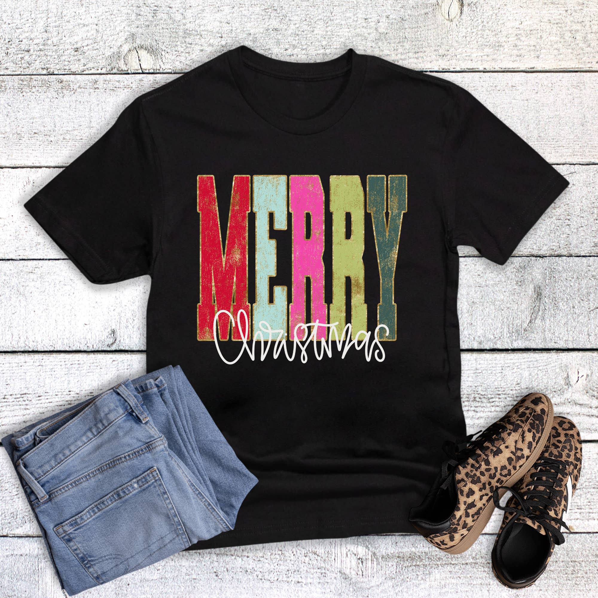Christmas Worn Merry Graphic Tee Hoodie, Sweatshirt | PodTeesHub.com