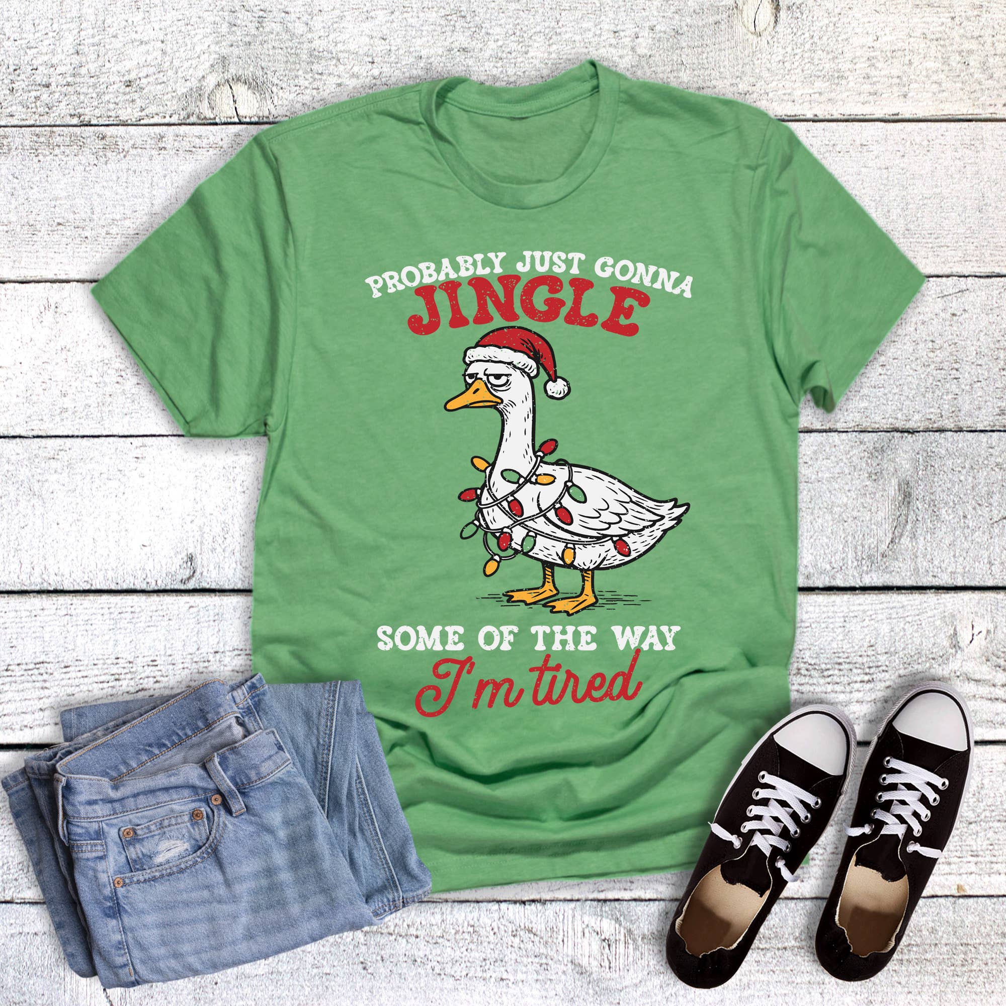 Christmas Jingle Tired Goose Graphic Tee Hoodie, Sweatshirt | PodTeesHub.com