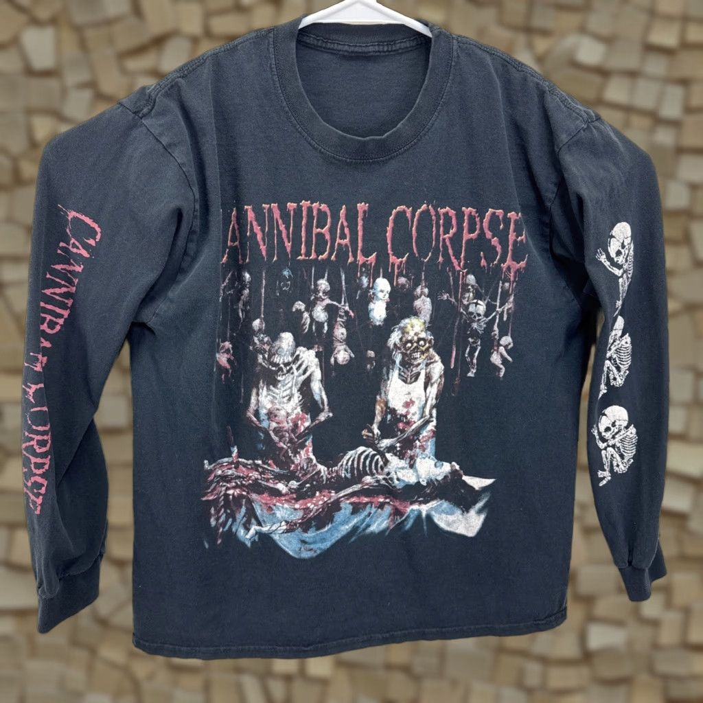 Vintage Cannibal Corpse Butchered At Birth Long Sleeve T Shirt L Black 90s Logo Men Band Gra Hoodie, Sweatshirt