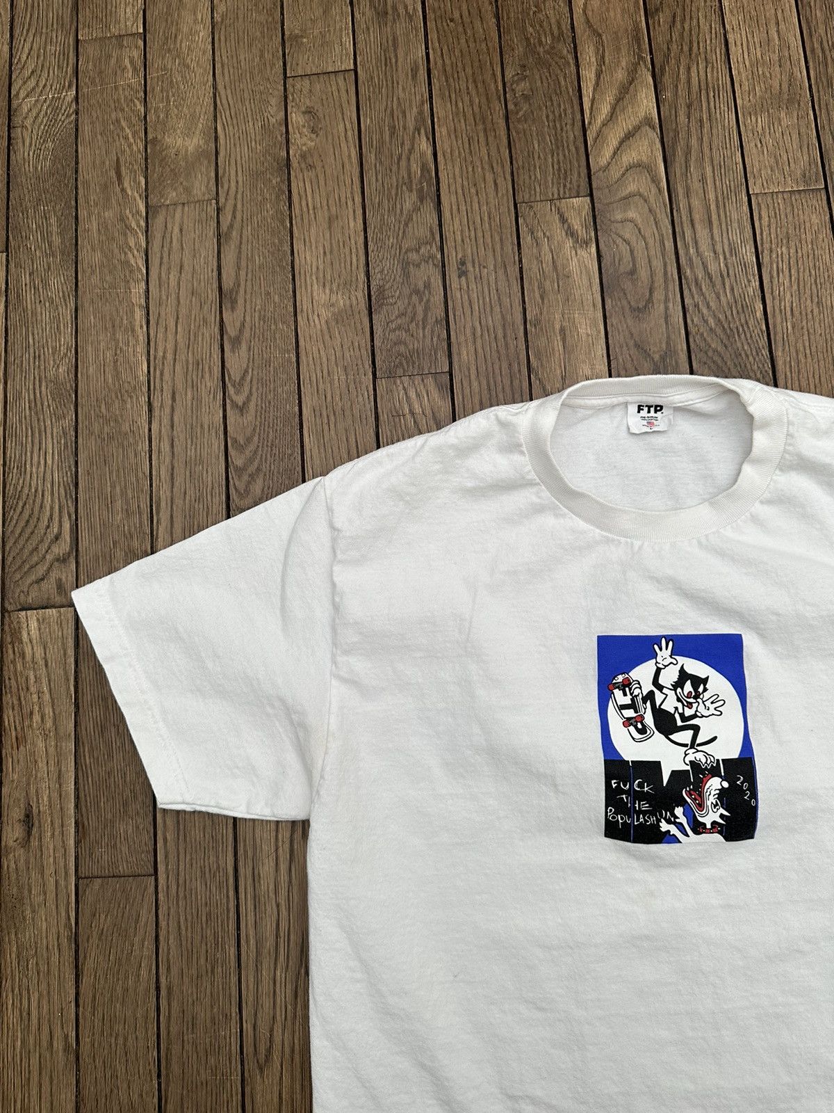 The Population Fuck The Population Cats Cartoon Tee White Sz Large L Ftp Hoodie, Sweatshirt | PodTeesHub.com