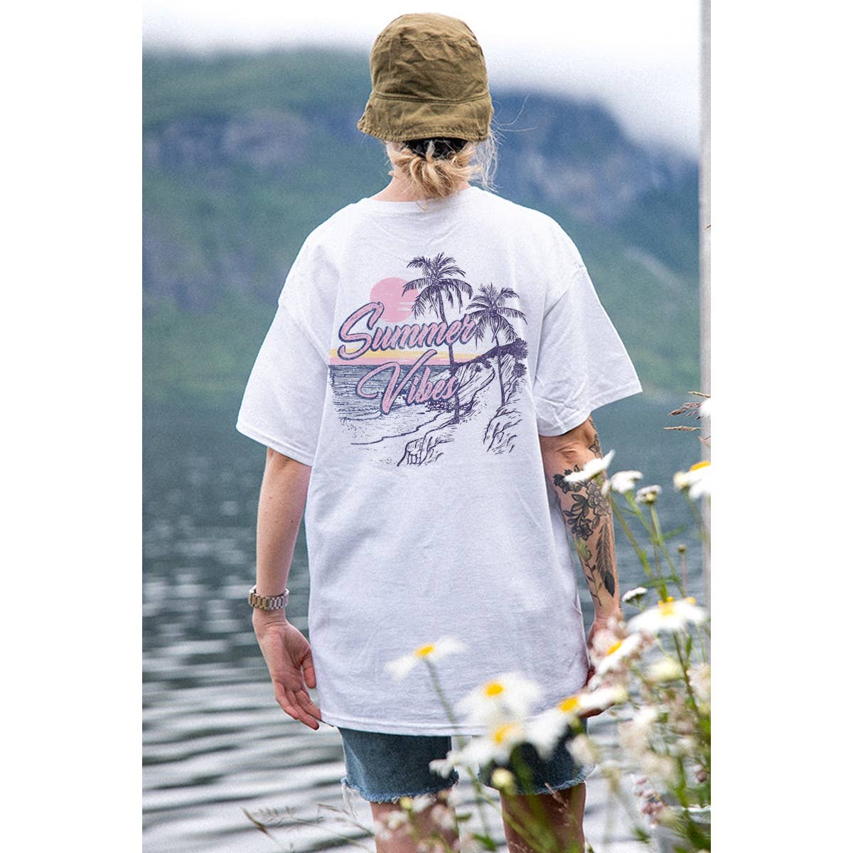 Summer Vibes Graphic  Oversized Tee Hoodie, Sweatshirt | PodTeesHub.com