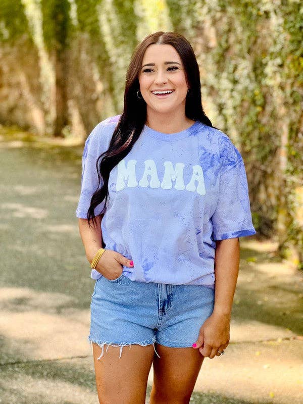 Mama Retro Mineral Wash Puff Tee Hoodie, Sweatshirt | PodTeesHub.com