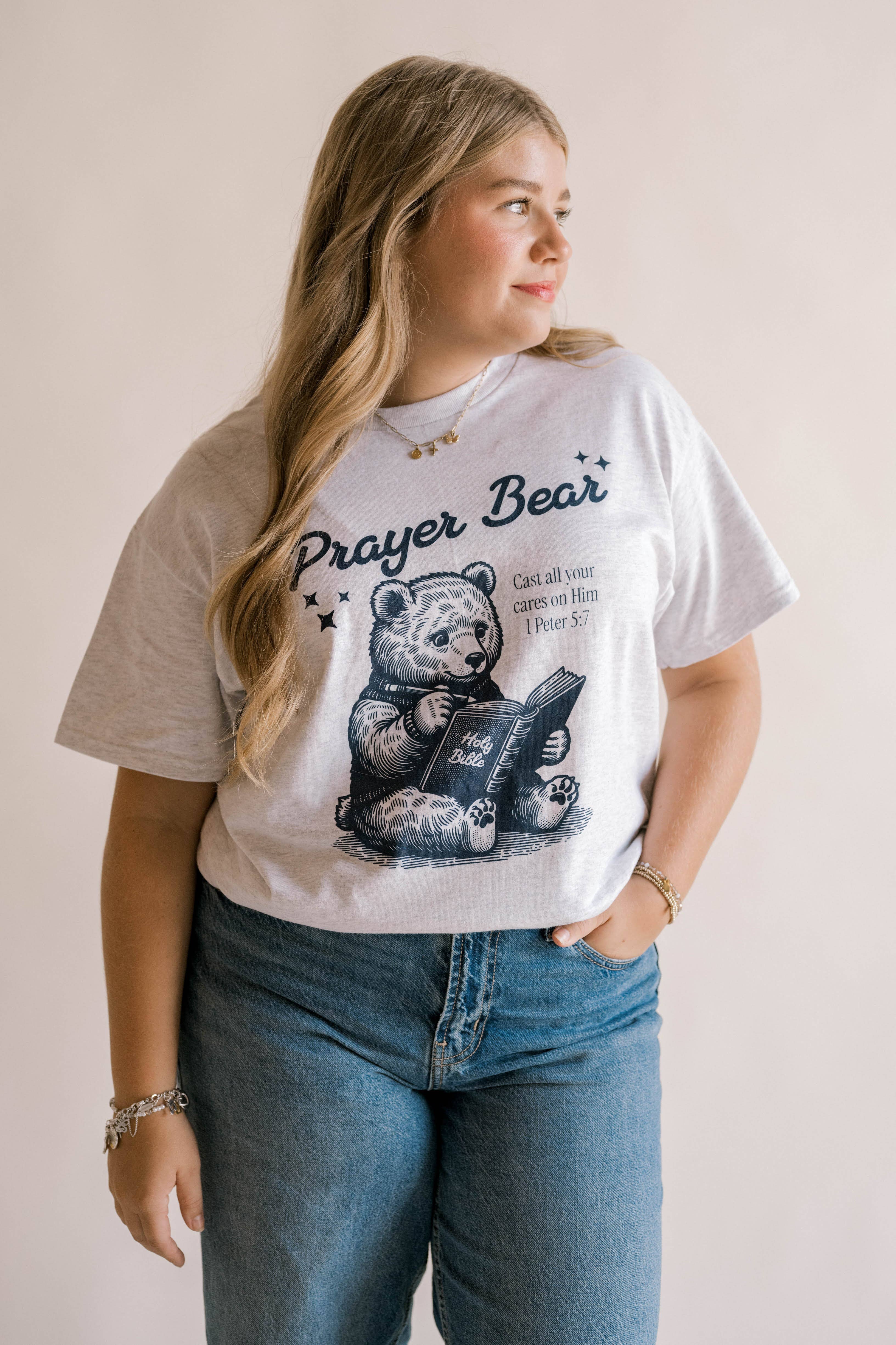 Prayer Bear Tee | Women's Christian Tee Hoodie, Sweatshirt | PodTeesHub.com