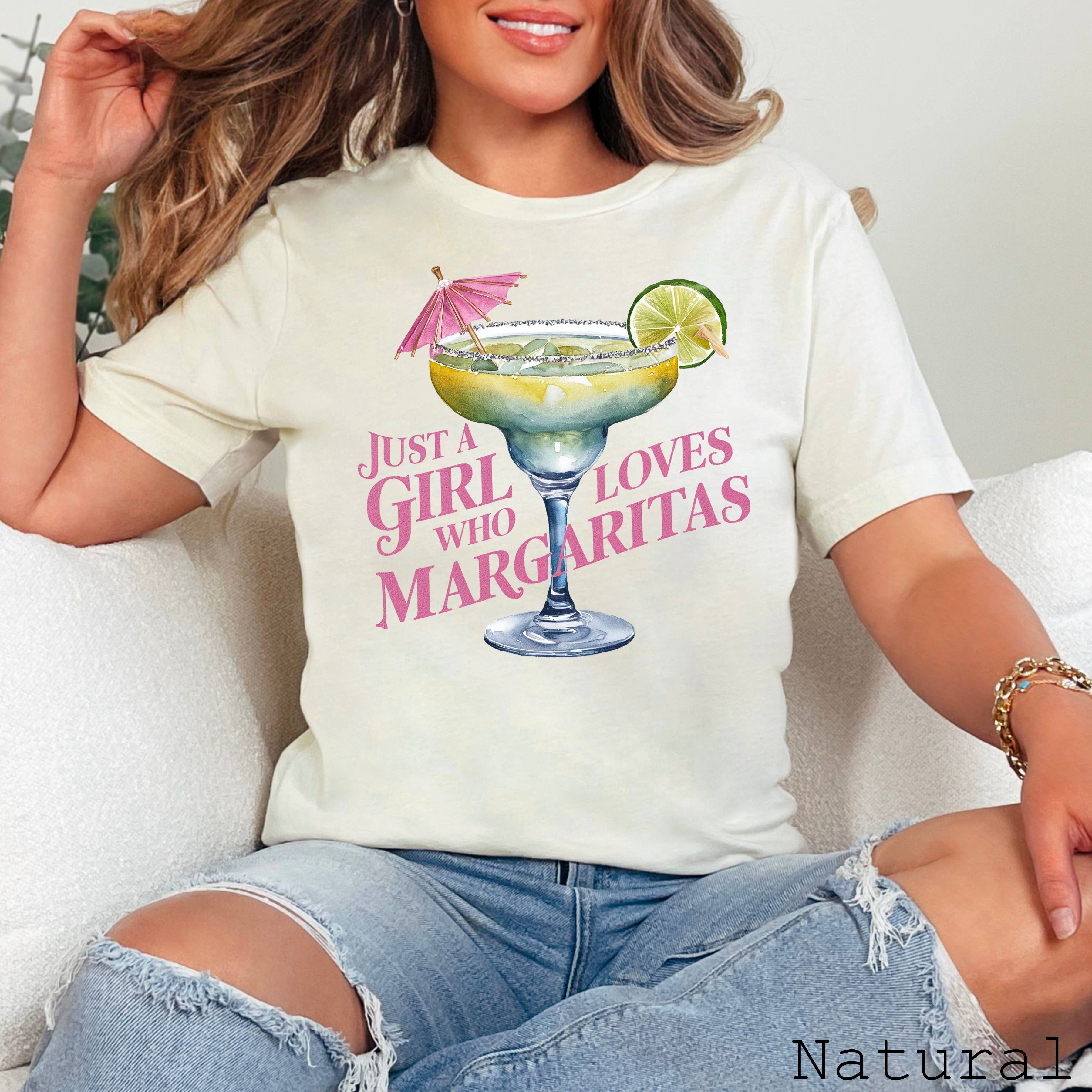 Just A Girl Who Loves Margaritas Graphic Tee| Bella Canvas Hoodie, Sweatshirt | PodTeesHub.com