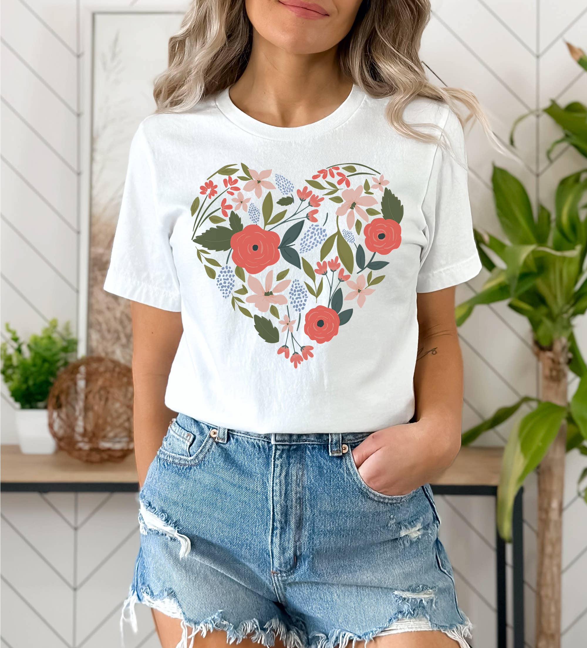 Floral Heart Blooms Tee | Floral | Sizes XS-2XL Hoodie, Sweatshirt | PodTeesHub.com