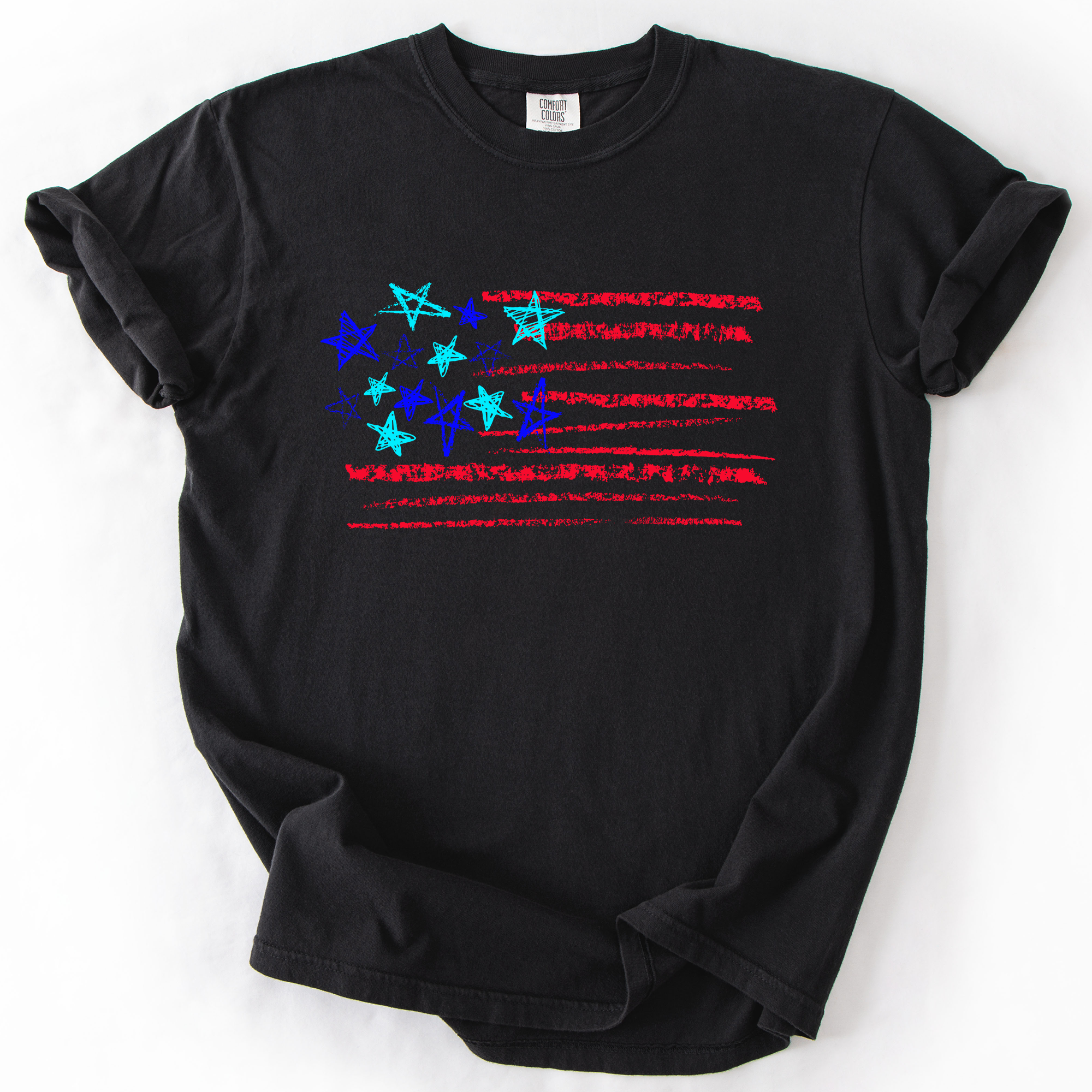 Sketched Flag, Fourth of July, America Patriotic USA T-Shirt Hoodie, Sweatshirt | PodTeesHub.com