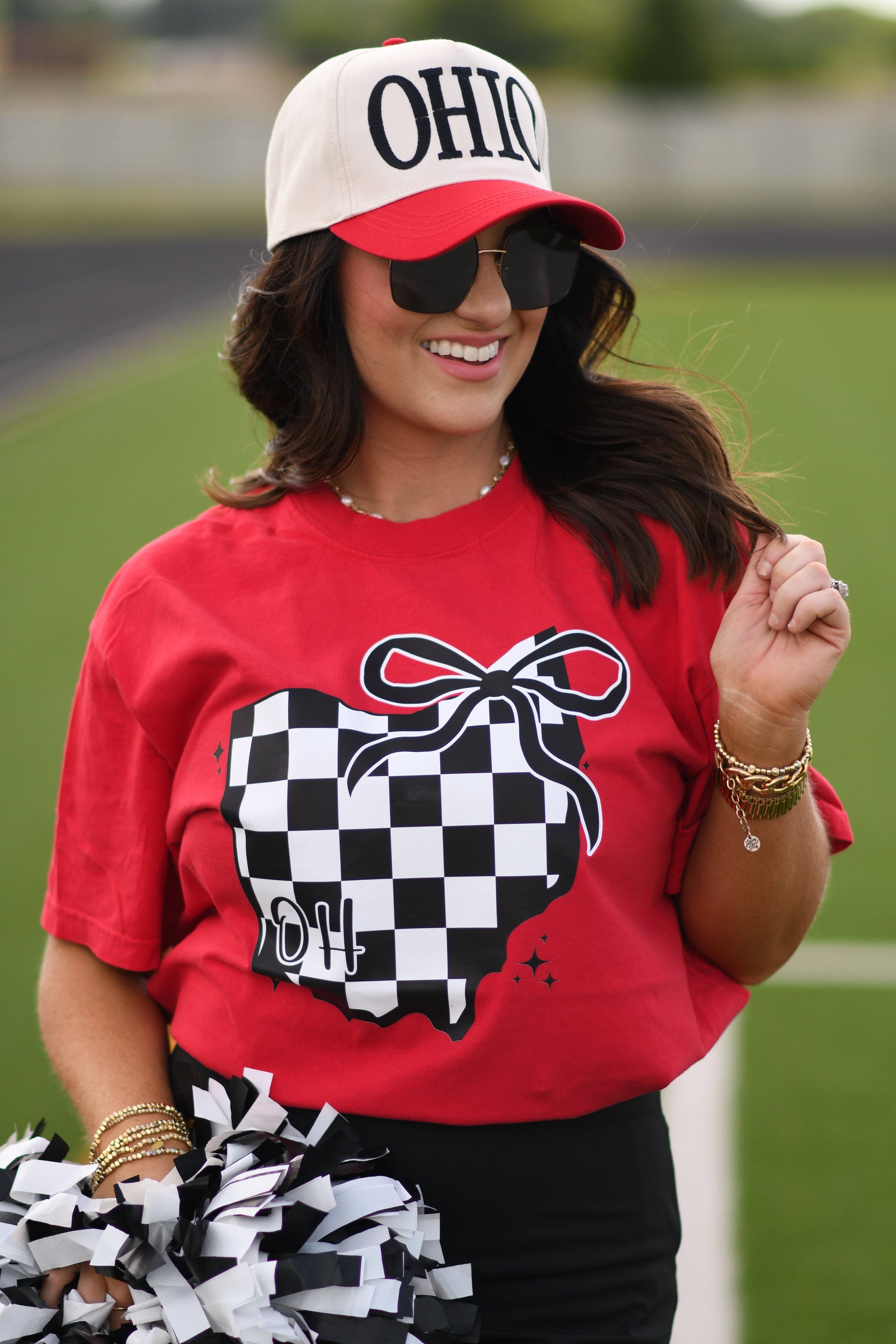 Oh Checkered State Bow Tee Hoodie, Sweatshirt | PodTeesHub.com