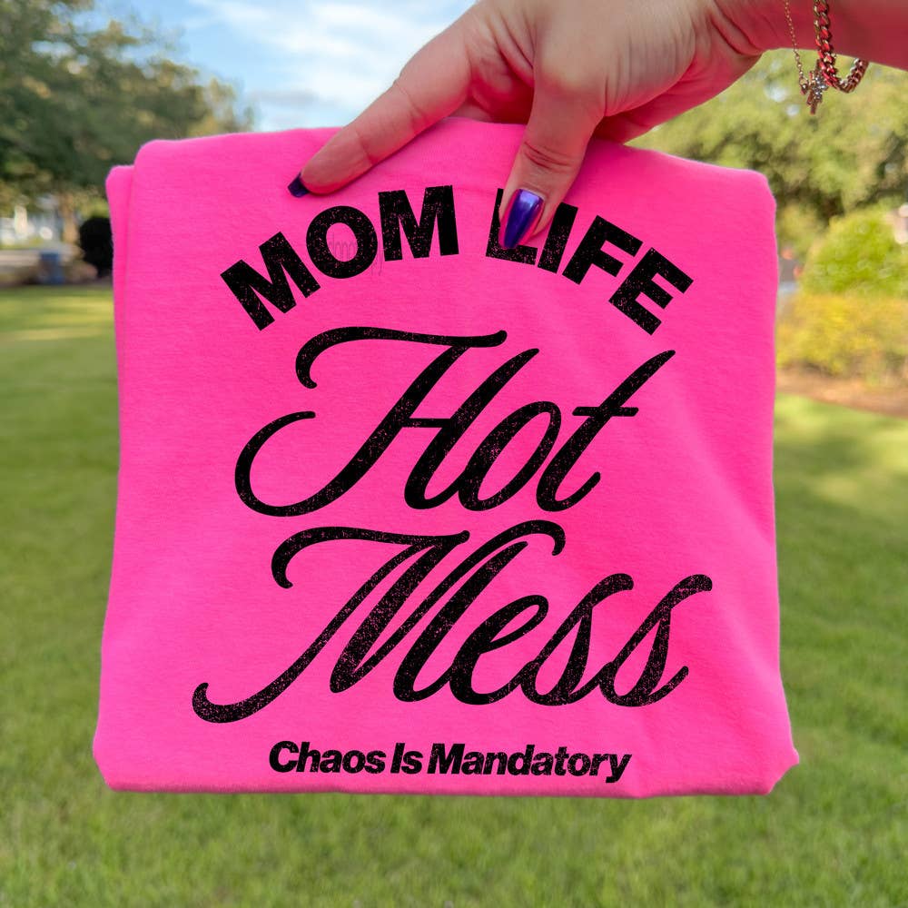 Distressed Mom Life Hot Mess – Chaos Is Mandatory Tee Hoodie, Sweatshirt | PodTeesHub.com