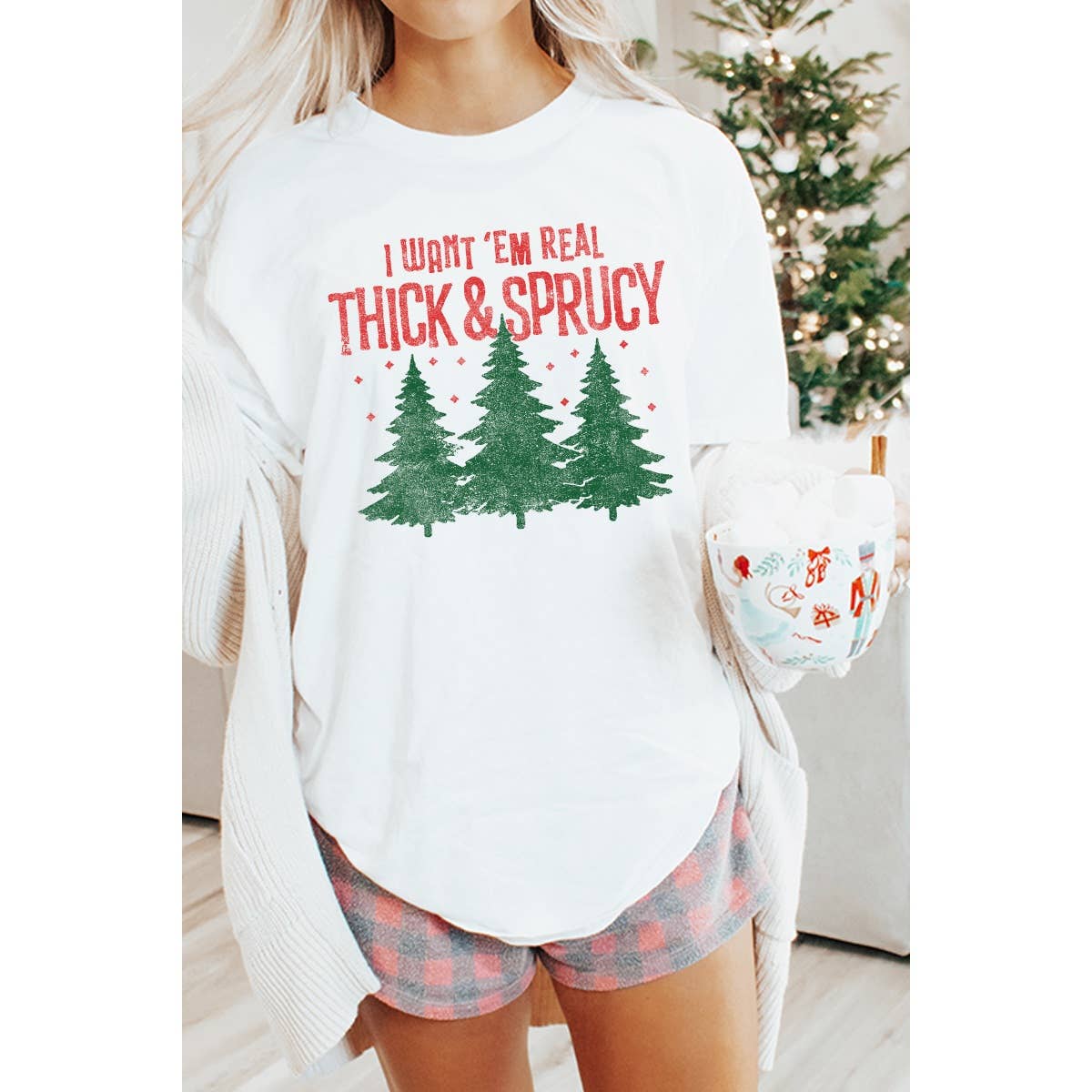Thick and Sprucy  Vintage Graphic Oversized Tee Hoodie, Sweatshirt | PodTeesHub.com