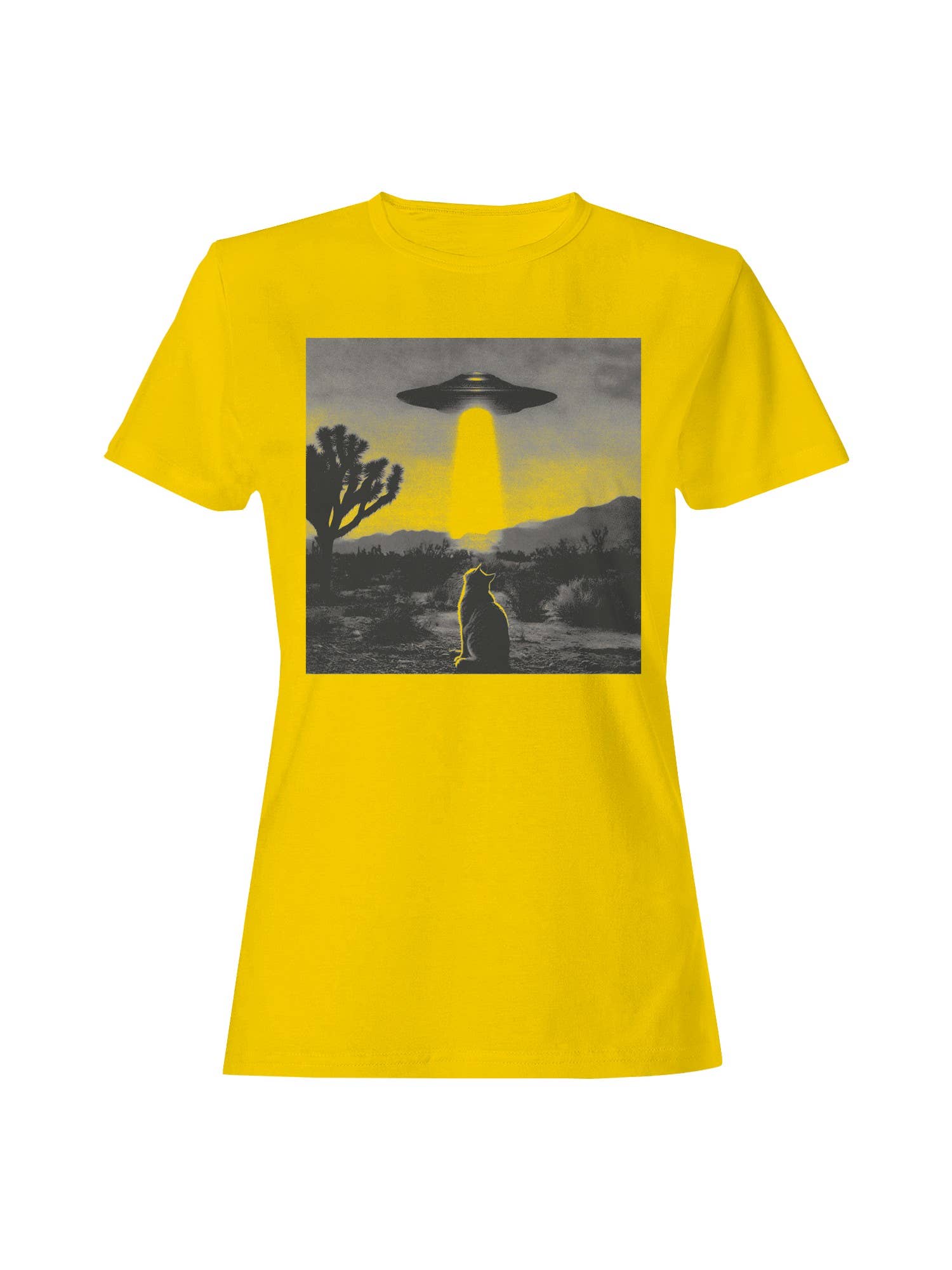 Alien Cat in Desert Encounter Women's T-Shirt Hoodie, Sweatshirt | PodTeesHub.com
