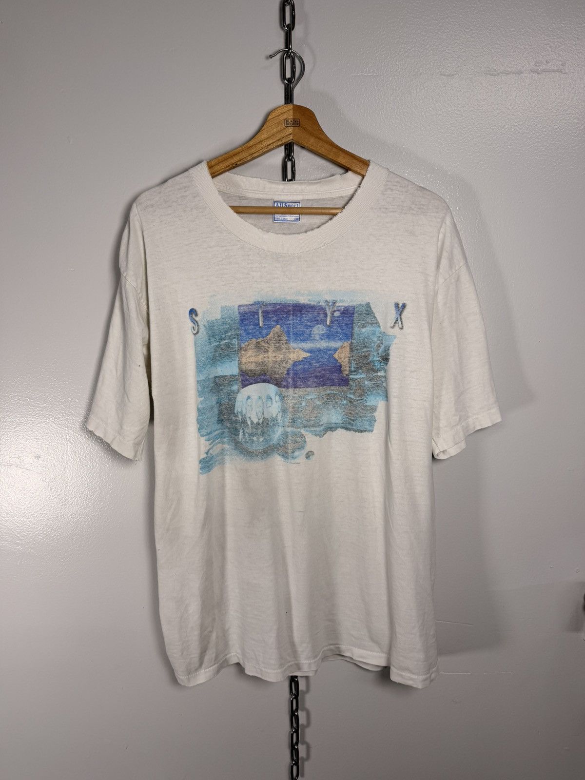 Band Tees 90s Vintage And Thrashed Styx Tour Tshirt Hoodie, Sweatshirt | PodTeesHub.com