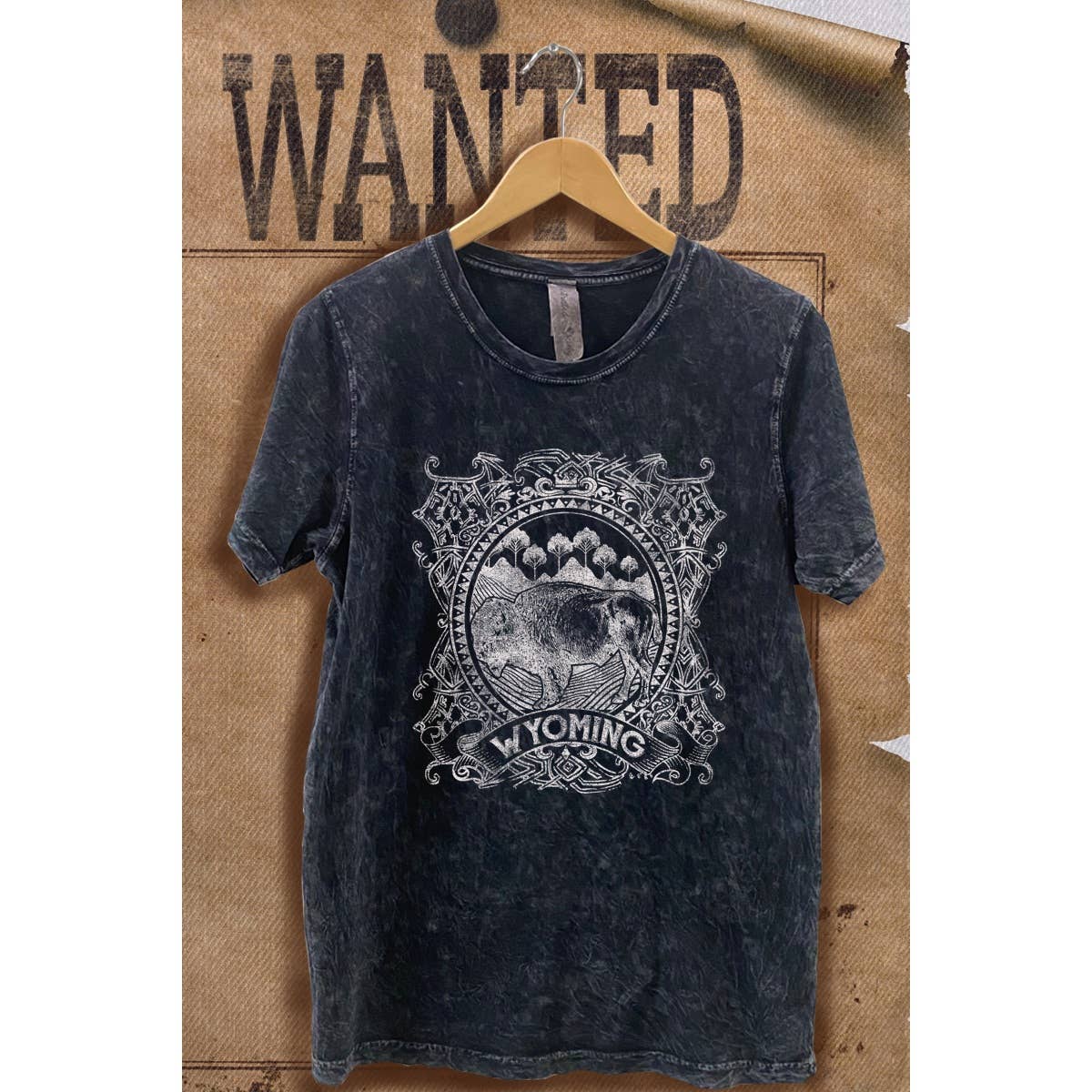 Wyoming Mineral Wash Vintage  Graphic  Tee Hoodie, Sweatshirt | PodTeesHub.com