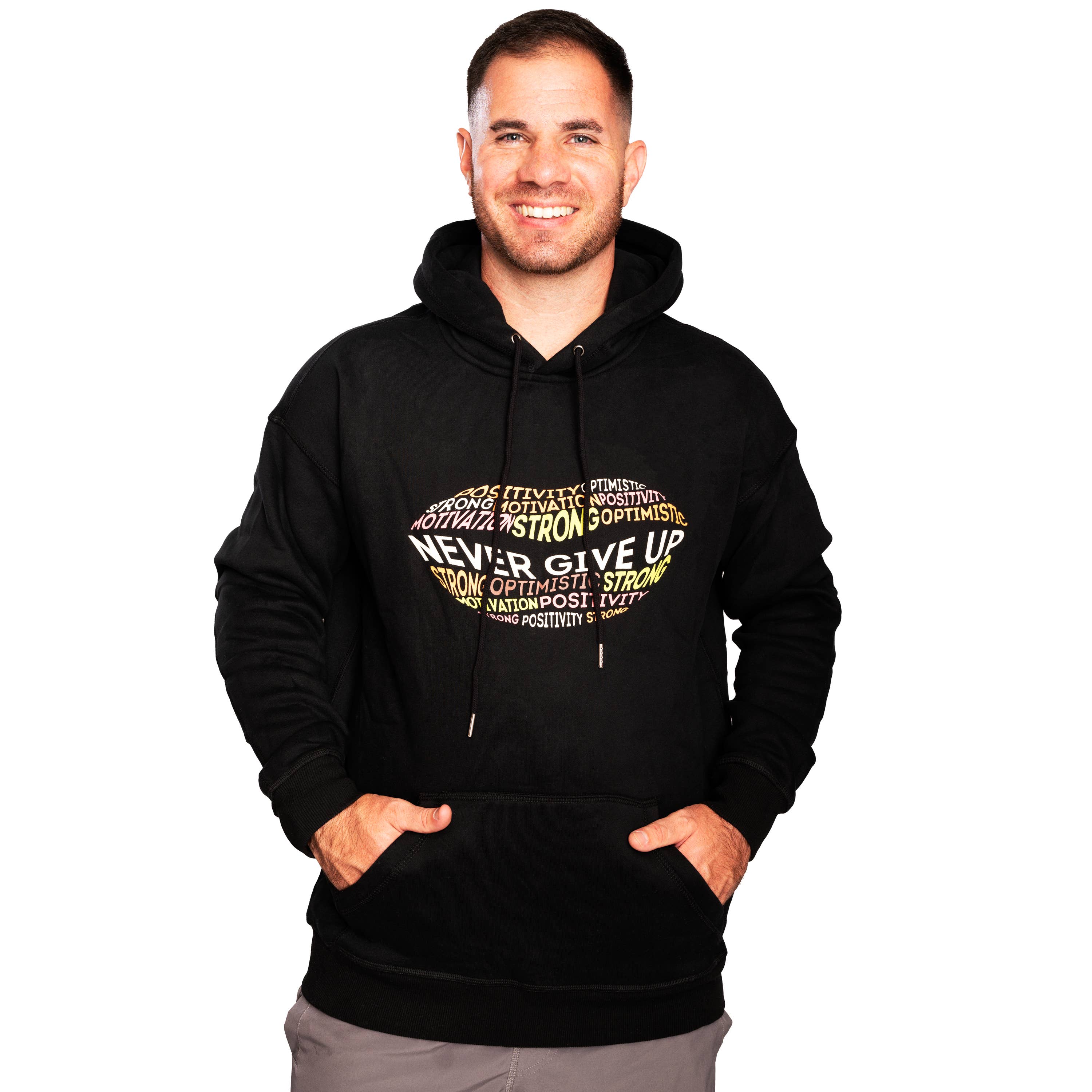 Black Hoodies Lip Graphic Hoodies Positive Vibes Sweatshirt T-Shirts | PodTeesHub.com