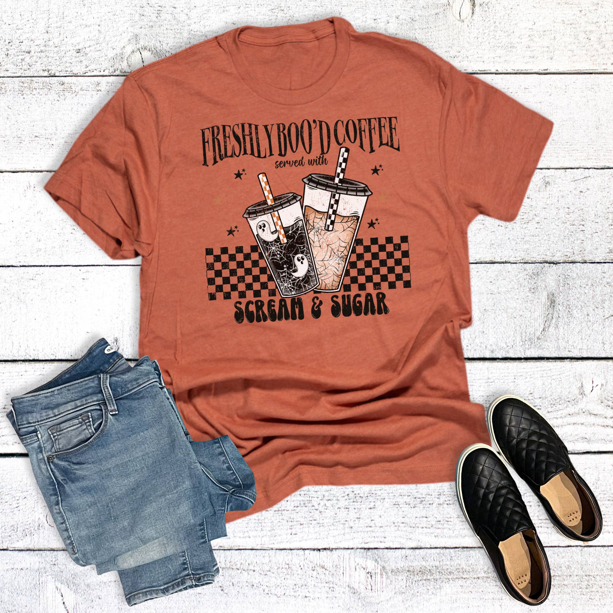Halloween Freshly Boo'd Coffee Graphic Tee Hoodie, Sweatshirt | PodTeesHub.com