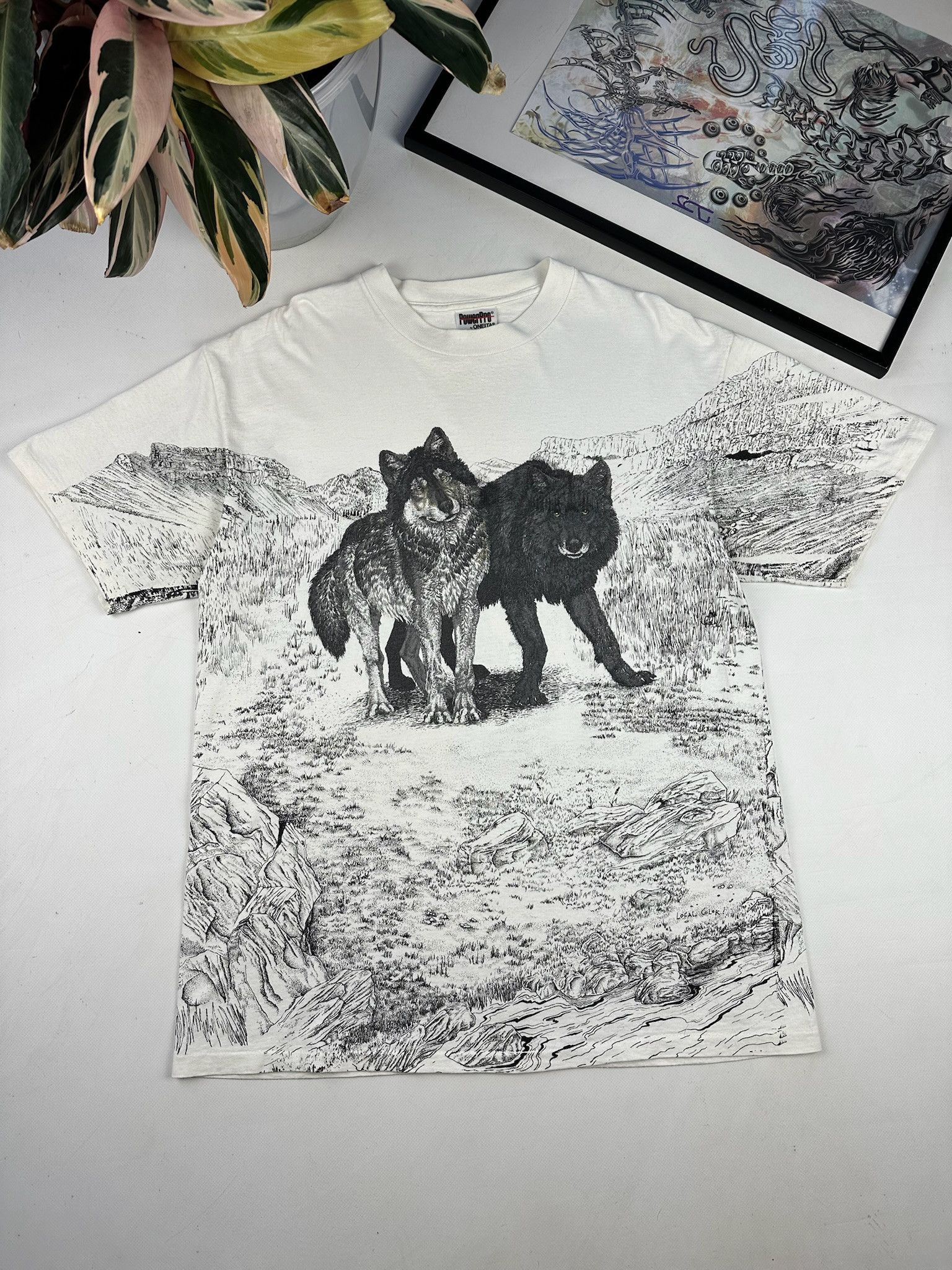 Vintage Wolf Tee Aop Wolves Print Habitat Style Hoodie, Sweatshirt | PodTeesHub.com
