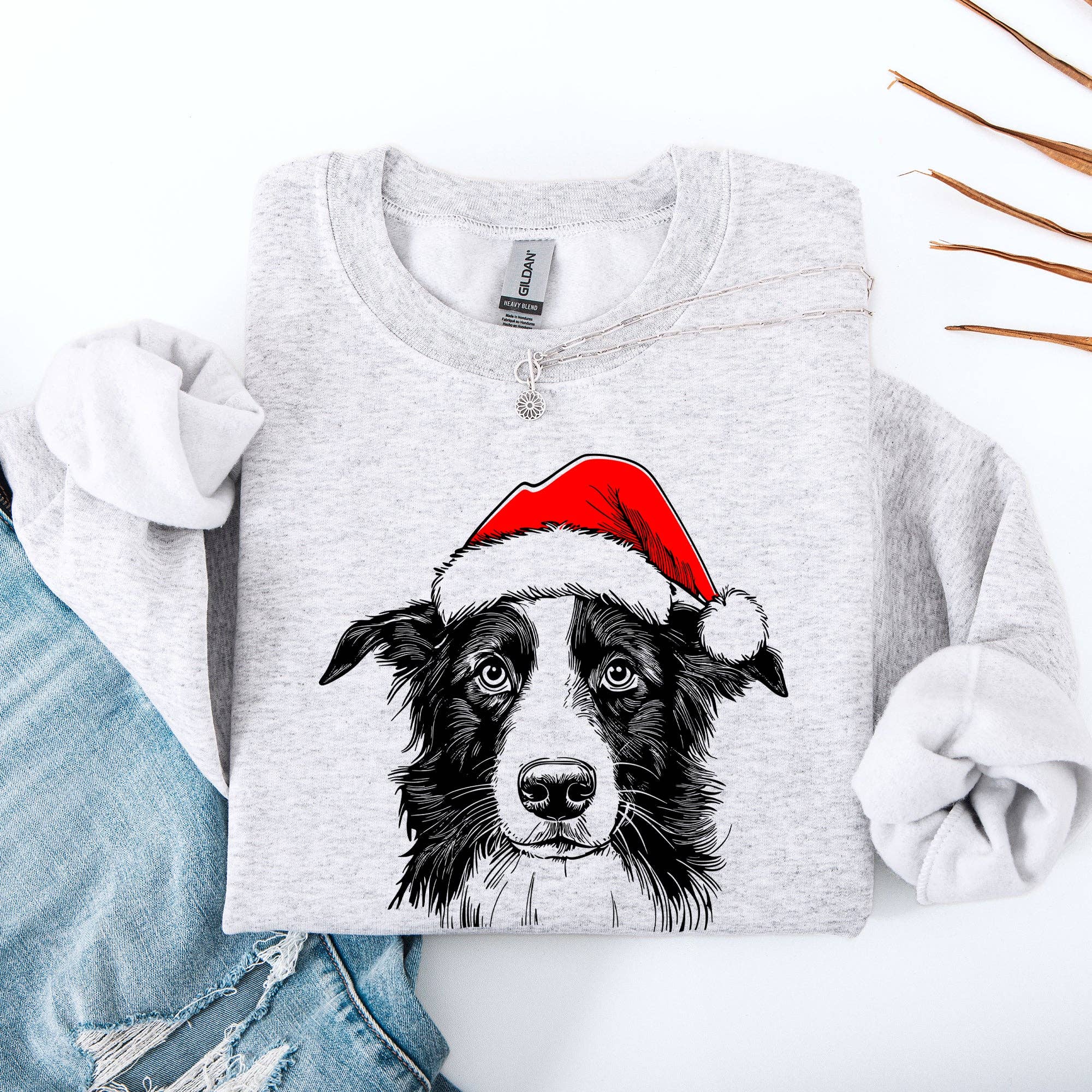 Border Collie, Santa, Christmas, Dog Lover, Pet Sweatshirt T-Shirts, Hoodie | PodTeesHub.com