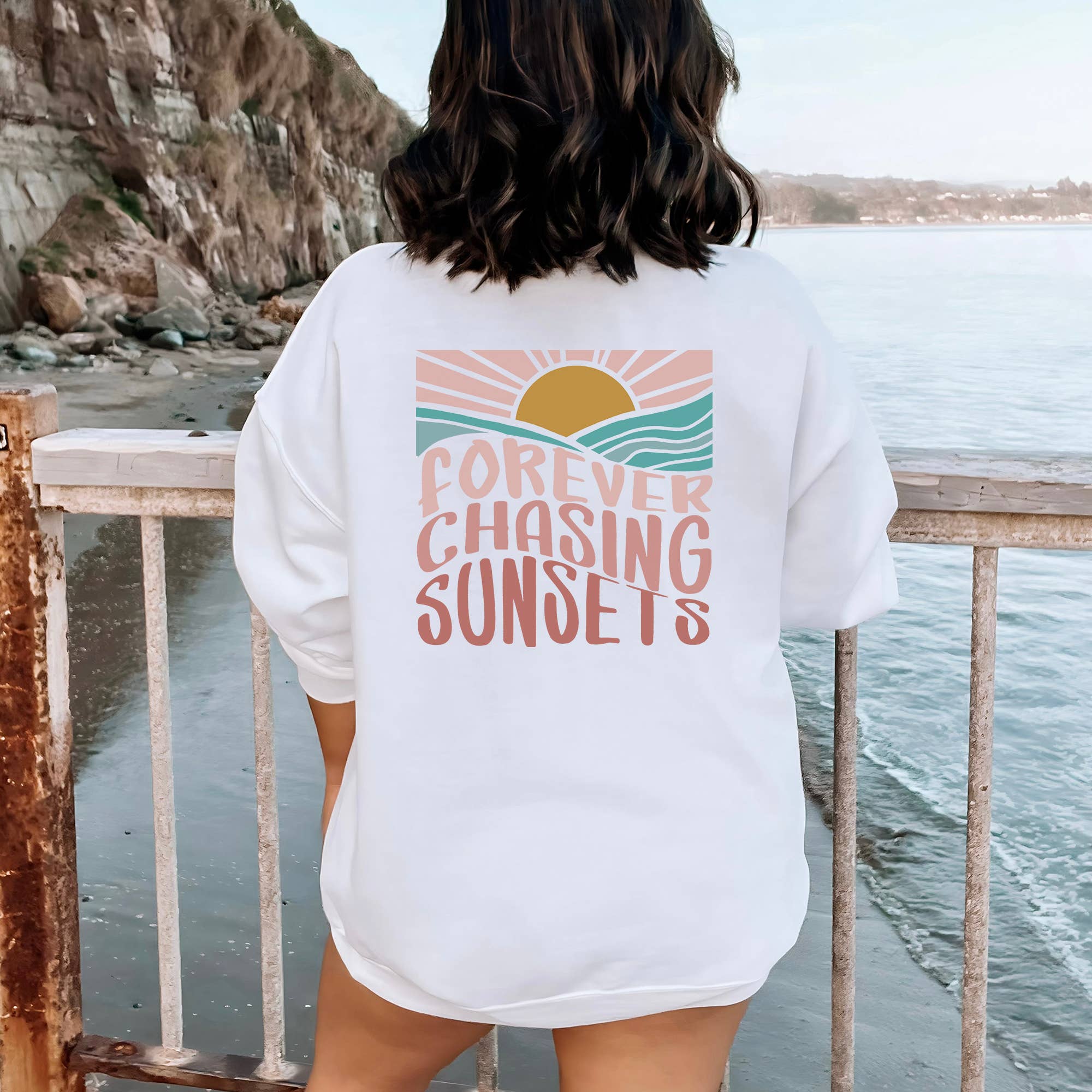 Forever Chasing Sunsets Crewneck Sweatshirt | S-2XL T-Shirts, Hoodie | PodTeesHub.com