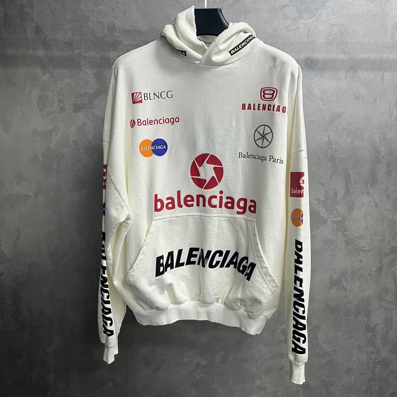 Balenciaga White Logo Graphic Hoodie T-Shirts, Sweatshirt | PodTeesHub.com