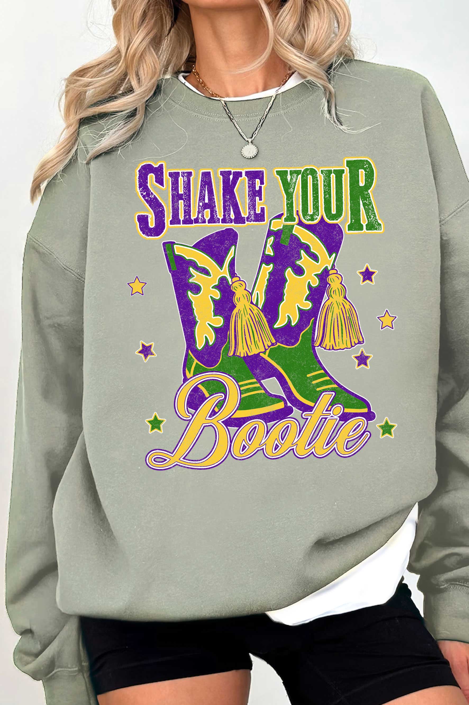 Mardi Gras Boots Shake Your Booties Graphic Brush Sweatshirt T-Shirts, Hoodie | PodTeesHub.com
