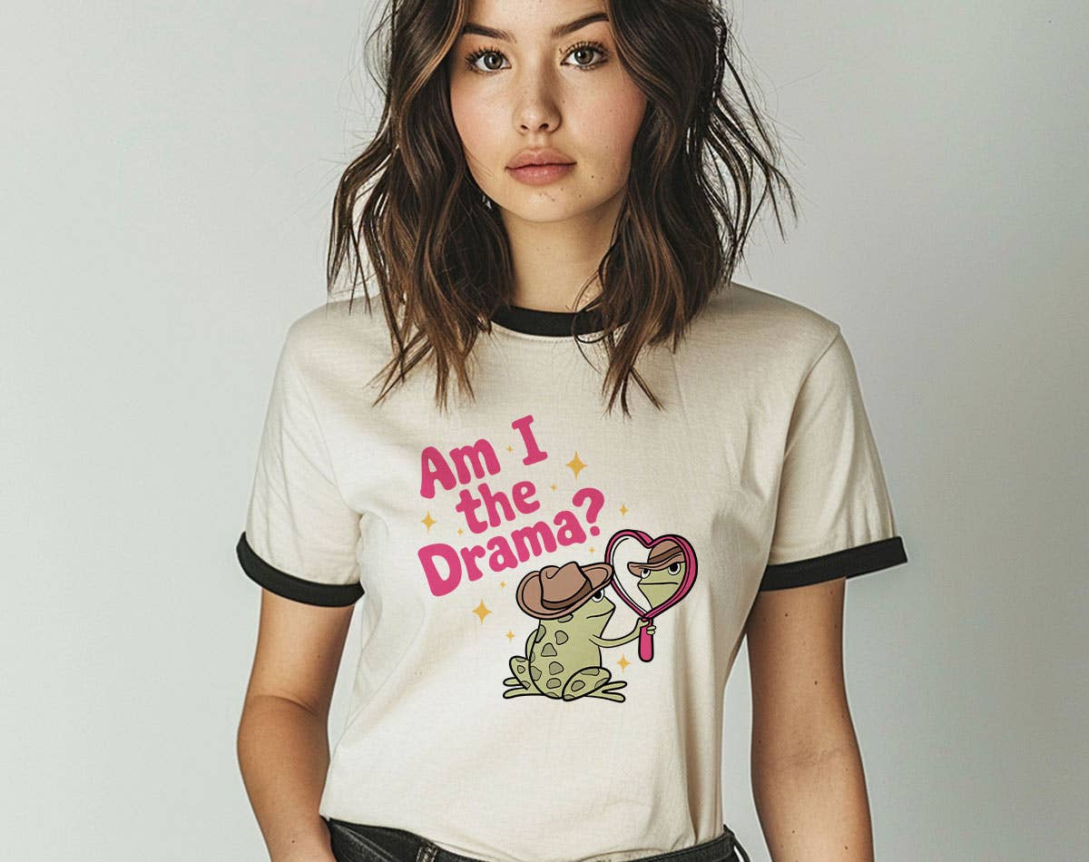 Am I the Drama?  - Funny Frog Meme Beach Ringer T-Shirt Hoodie, Sweatshirt | PodTeesHub.com