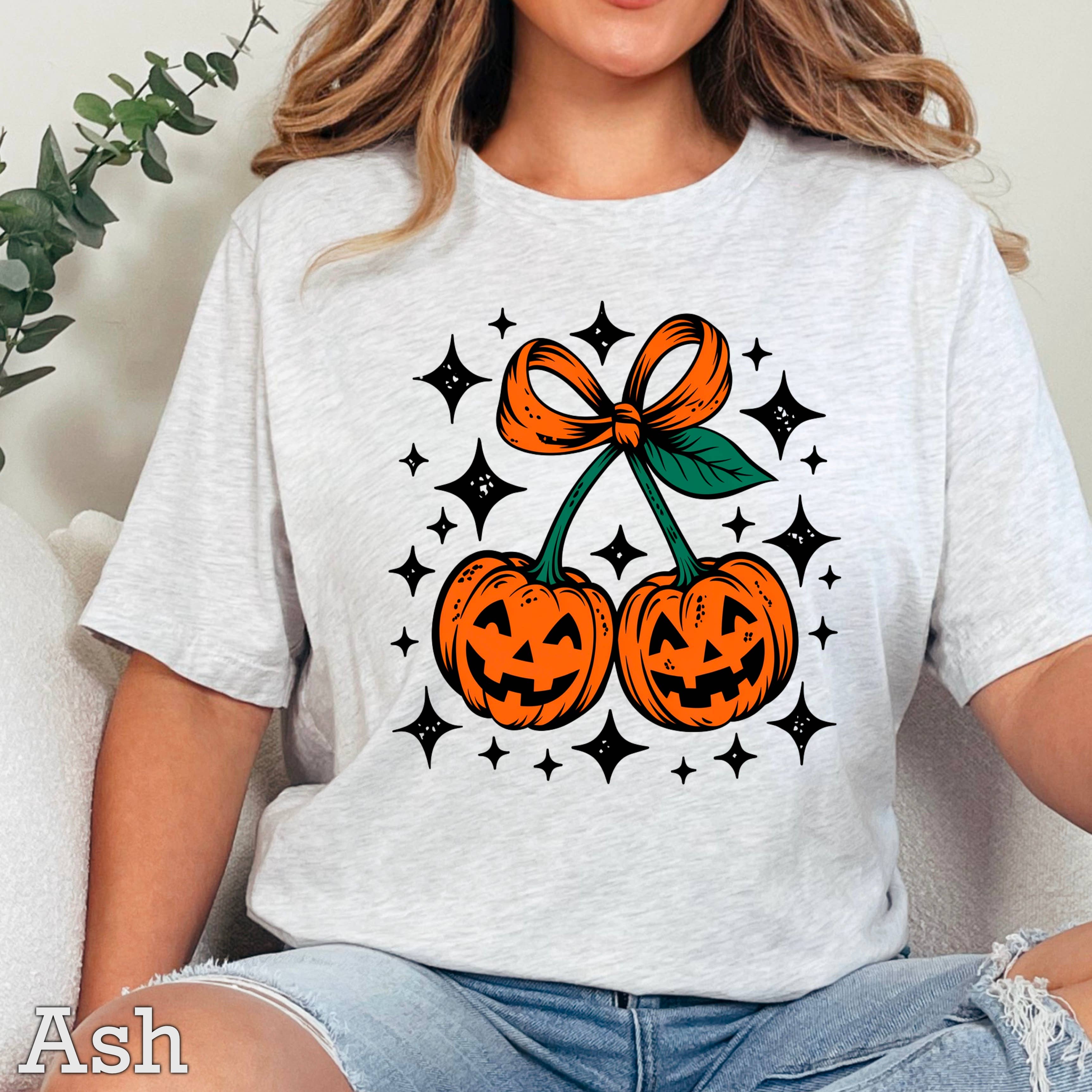 Halloween 2025 Coquette Pumpkins Graphic Tee | Gildan Hoodie, Sweatshirt | PodTeesHub.com