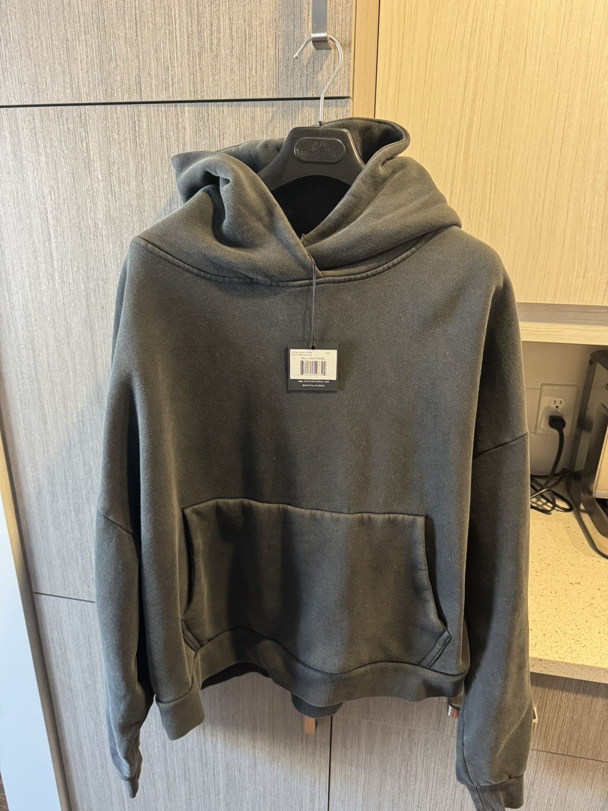 Entire Studios Heavy Hooded Sweatshirt Washed Black T-Shirts, Hoodie | PodTeesHub.com